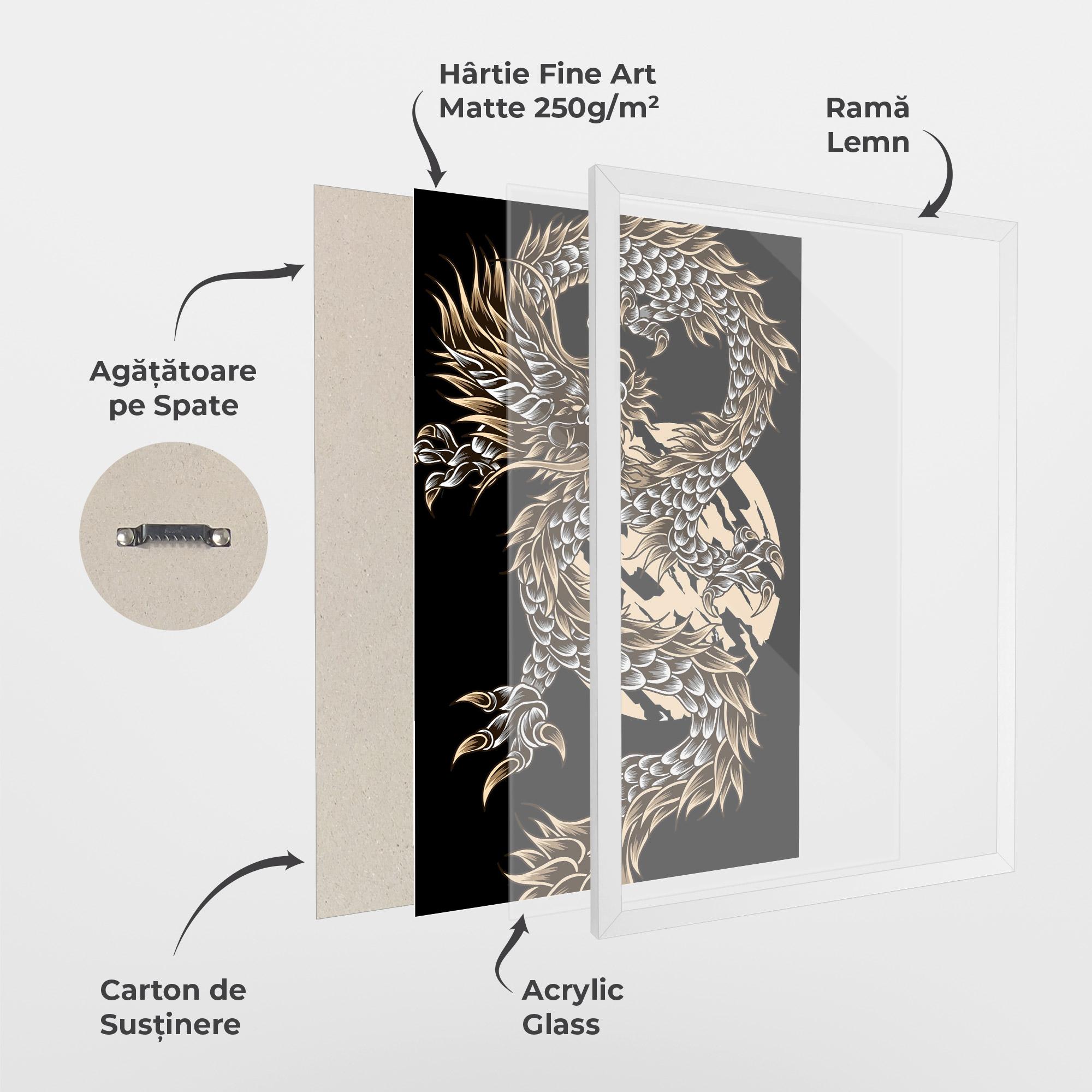 Poster Înrămat Cream Moon Dragon mockup 1