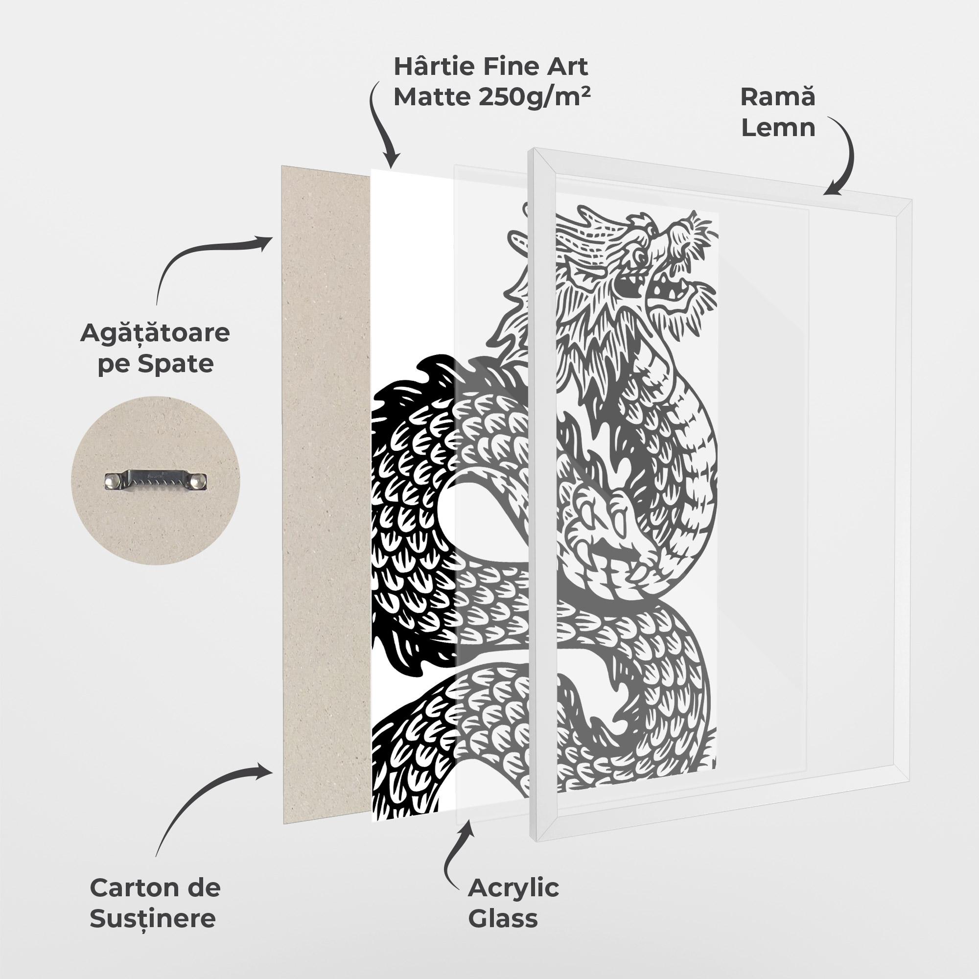 Poster Înrămat Dragon Black Line mockup 1