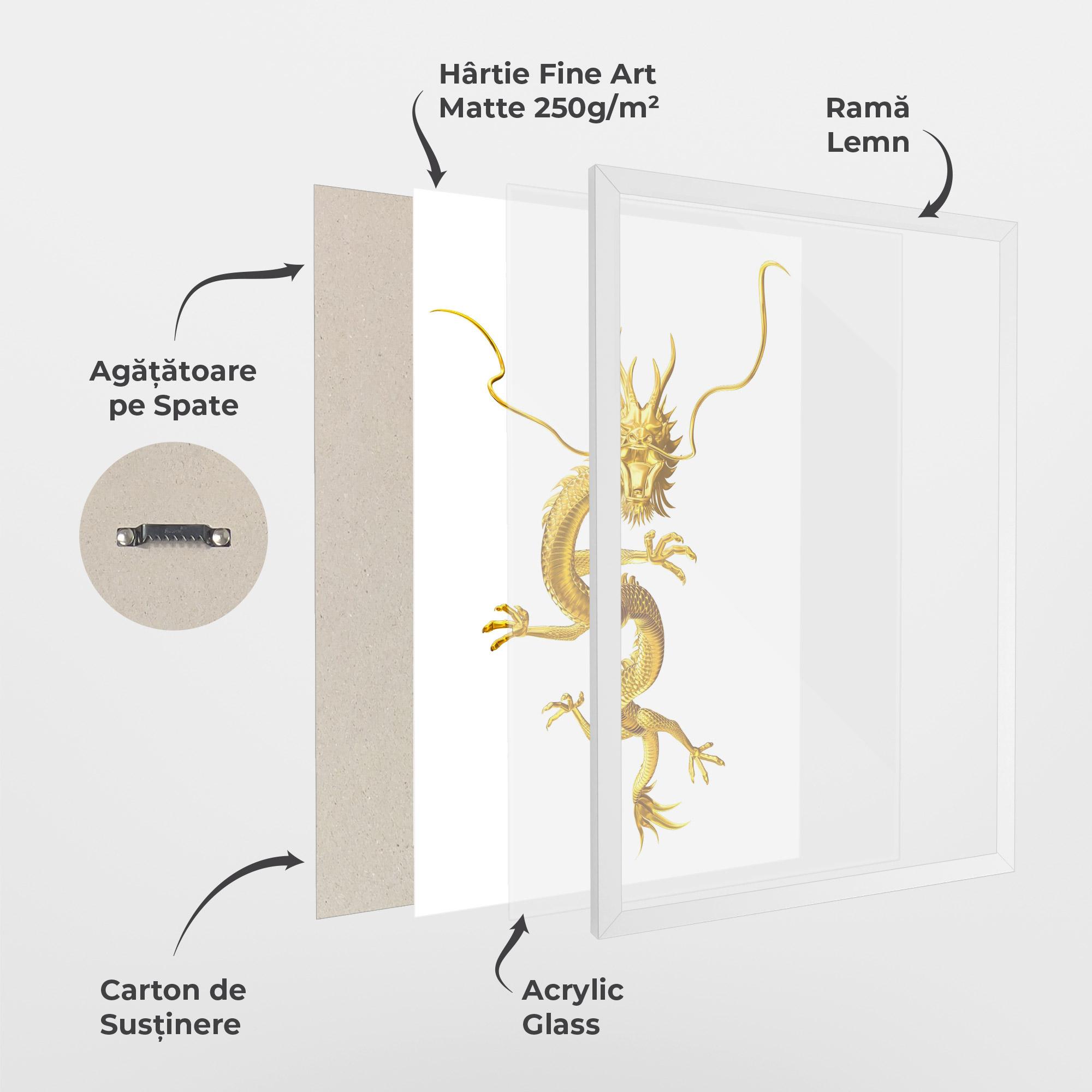 Poster Înrămat Golden Dragon mockup 1