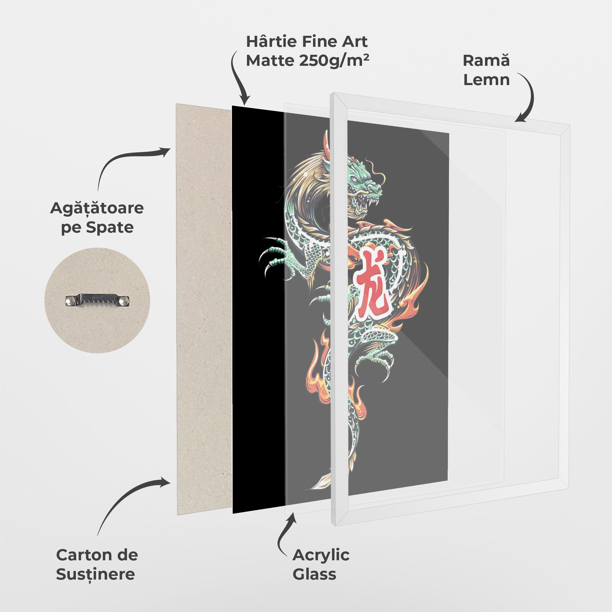 Poster Înrămat Green Fire Dragon mockup 1