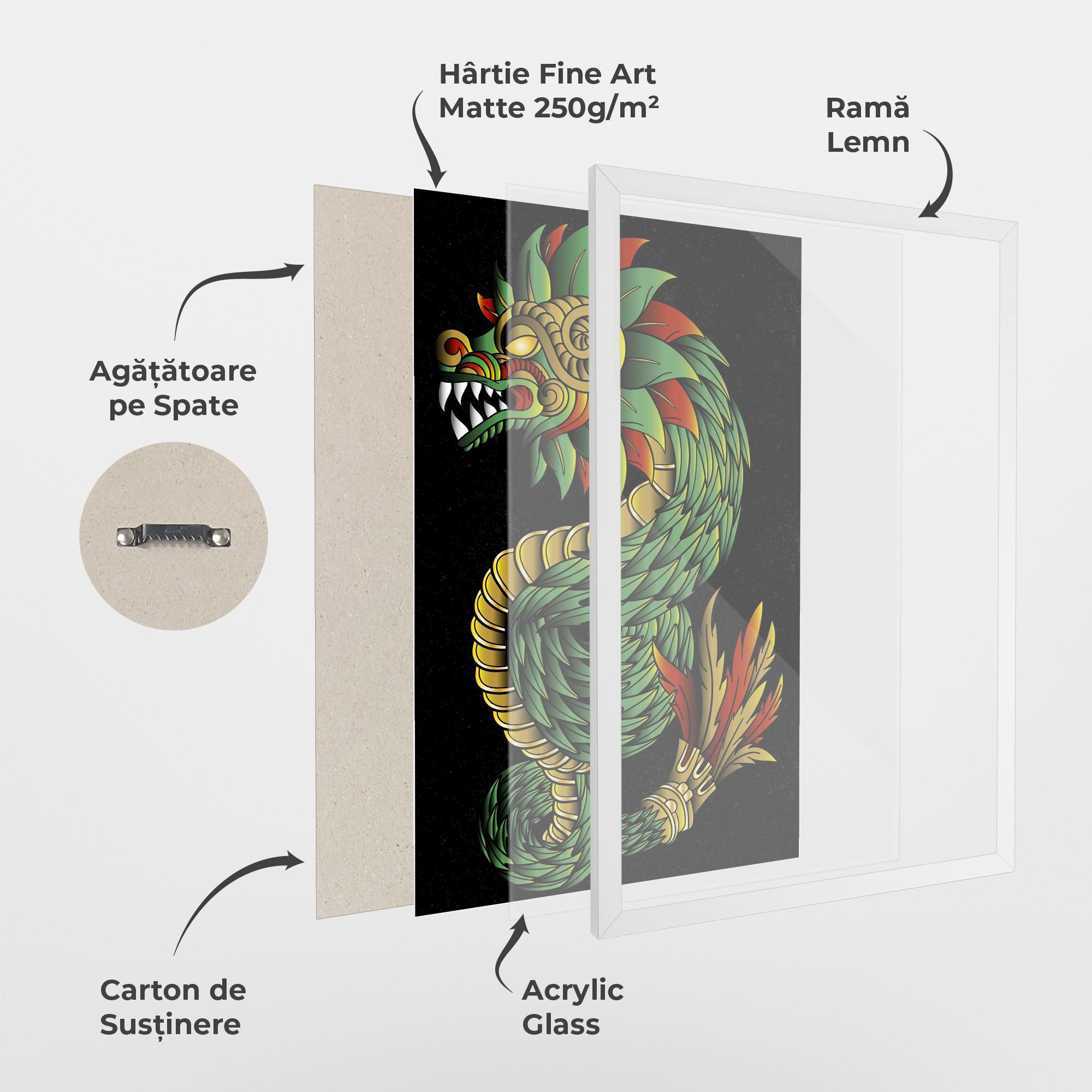 Poster Înrămat Green Yellow Dragon mockup 1