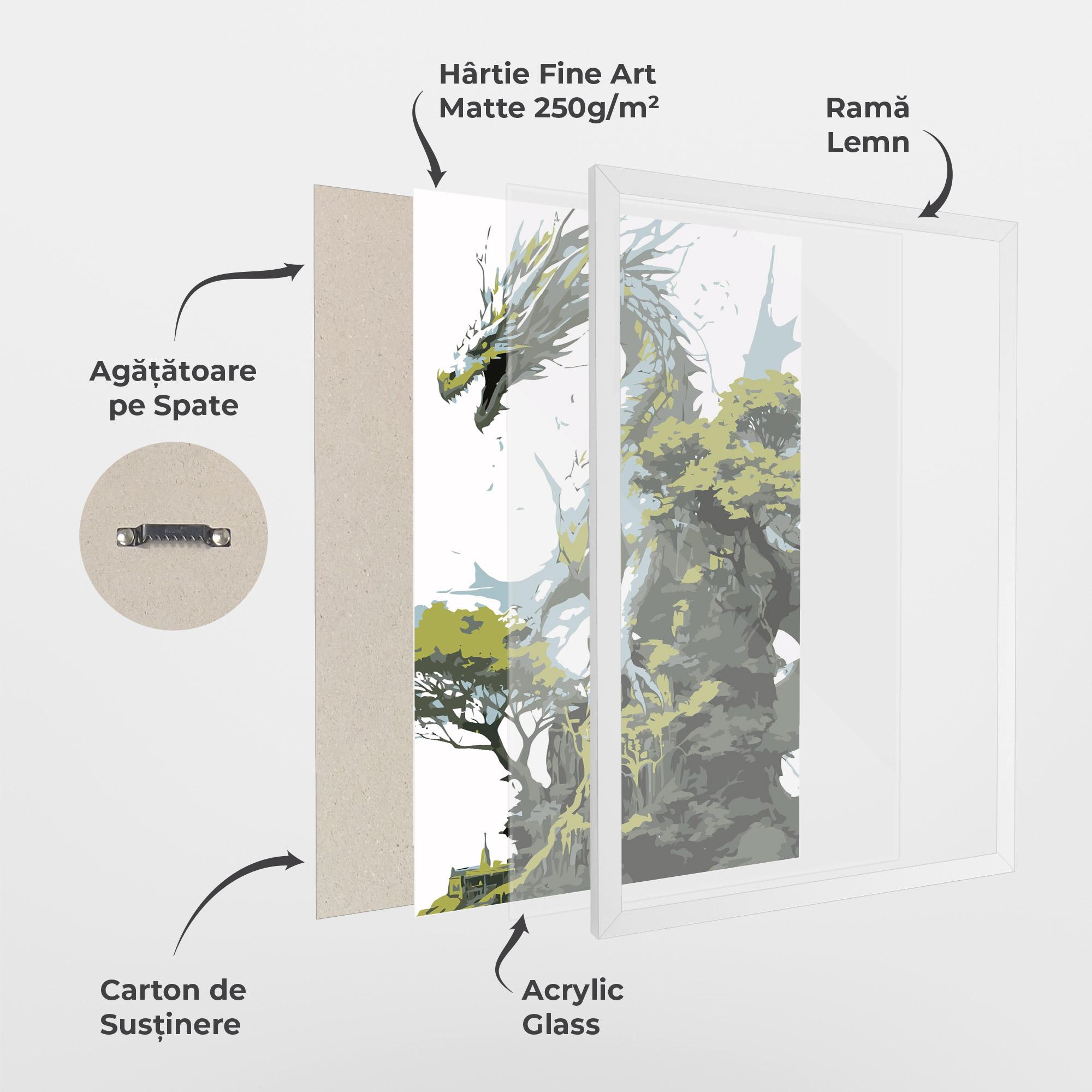 Poster Înrămat Grey Nature Dragon mockup 1