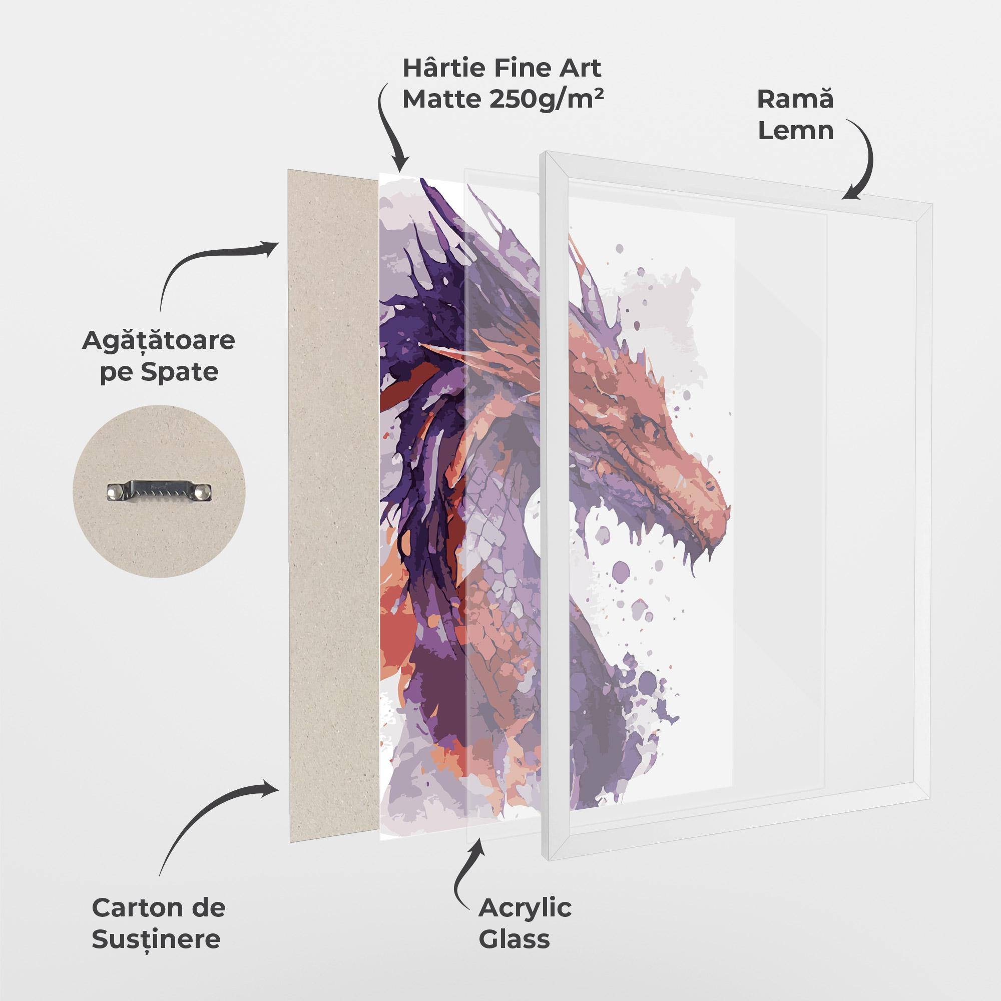 Poster Înrămat Orange Purple Dragon mockup 1