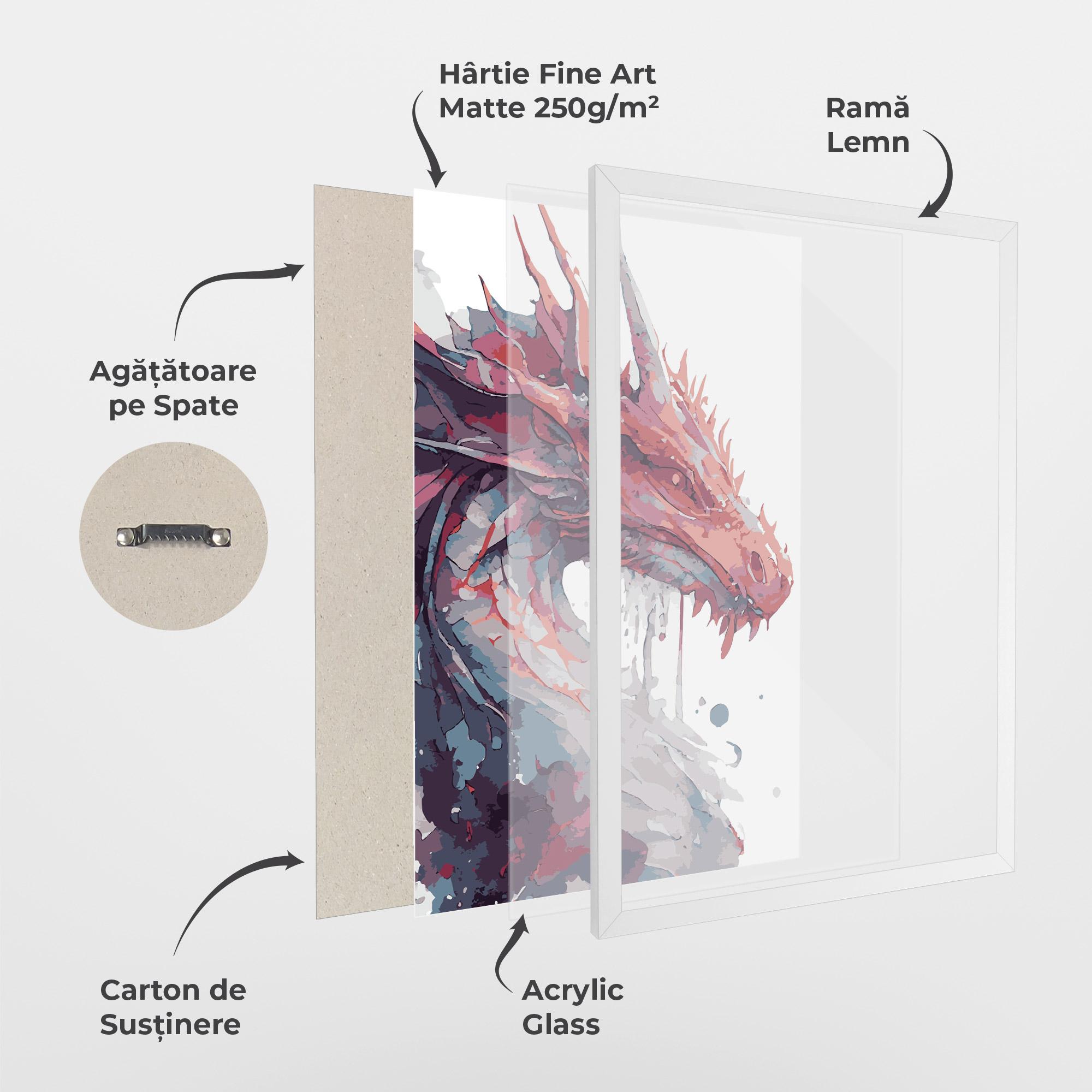Poster Înrămat Red Blue Dragon mockup 1