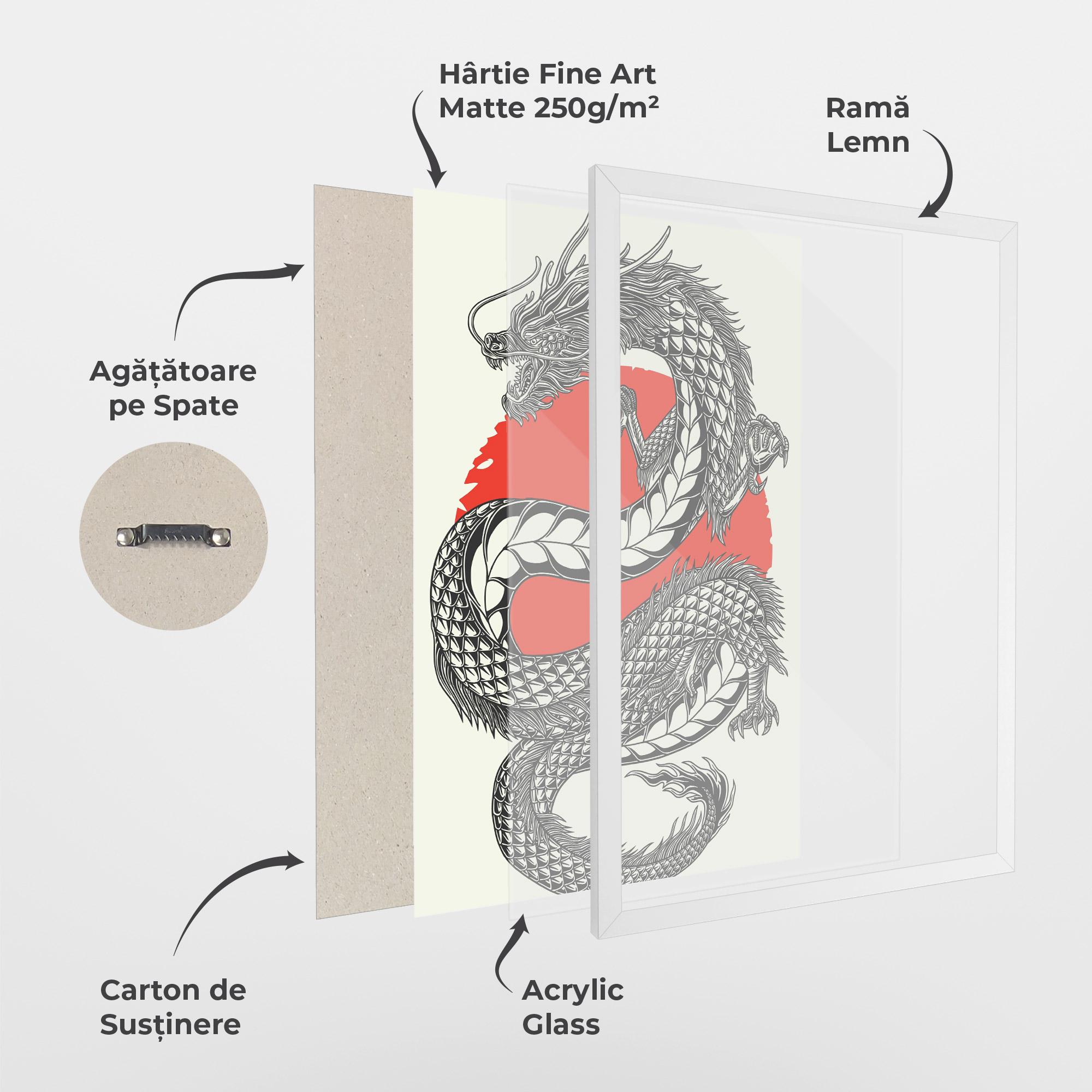 Poster Înrămat Red Moon Dragon mockup 1