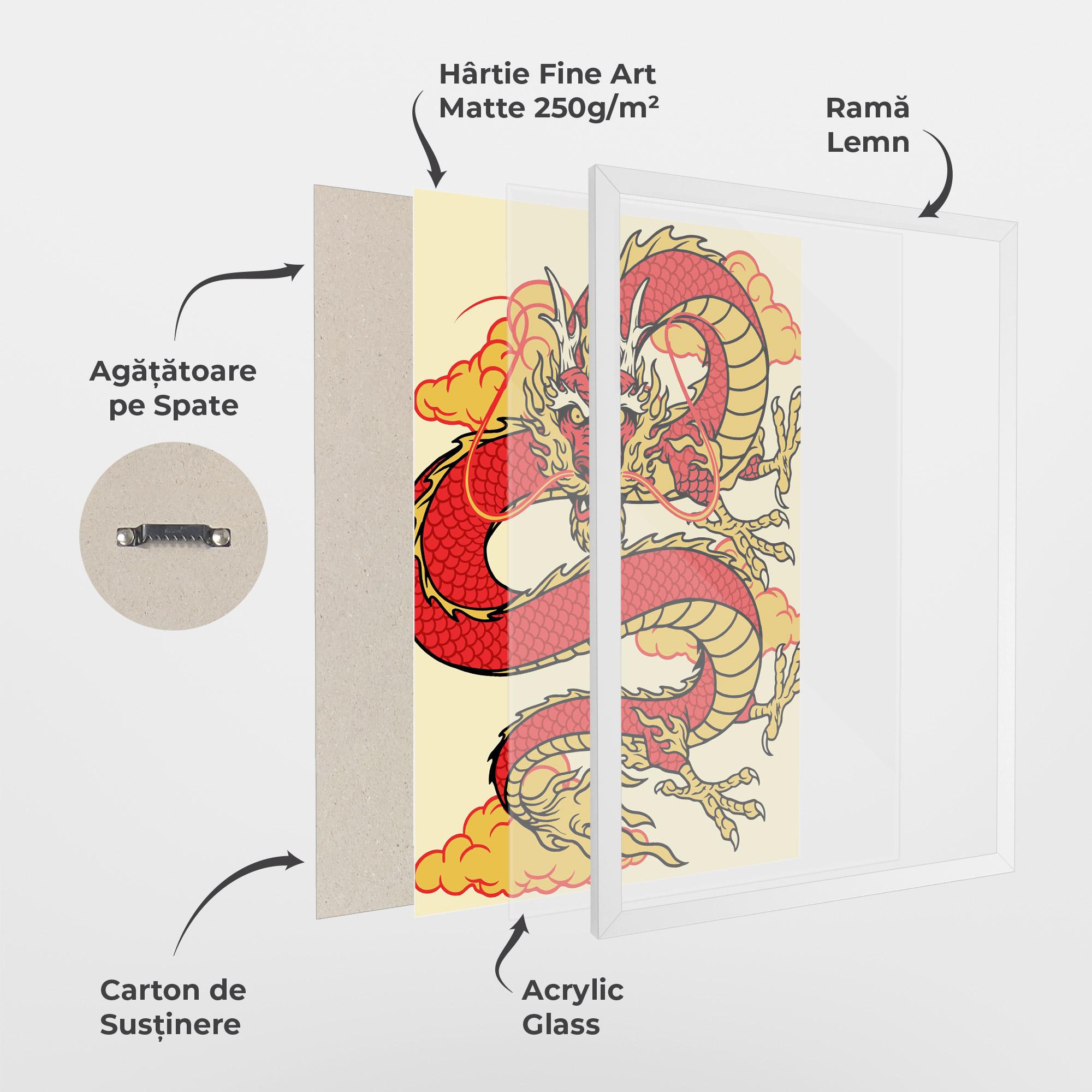 Poster Înrămat Red Yellow Dragon mockup 1