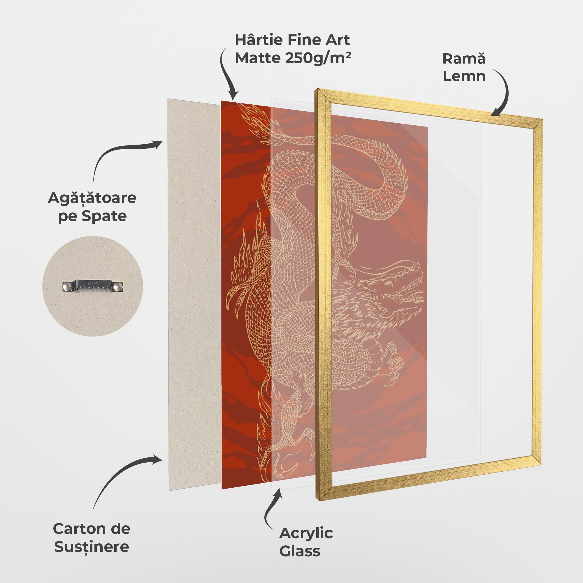 Poster Înrămat Chinese Dragon Red mockup 1