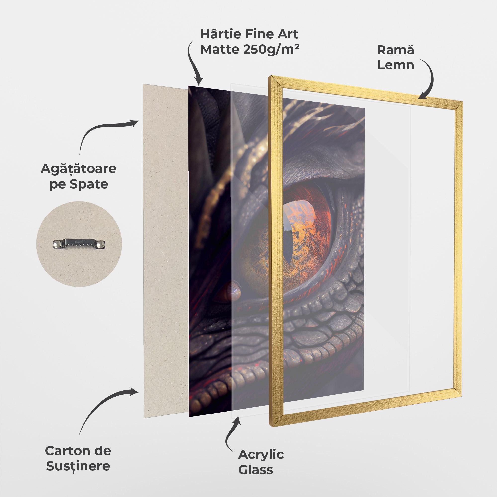 Poster Înrămat Close Up Red Eye Dragon mockup 1