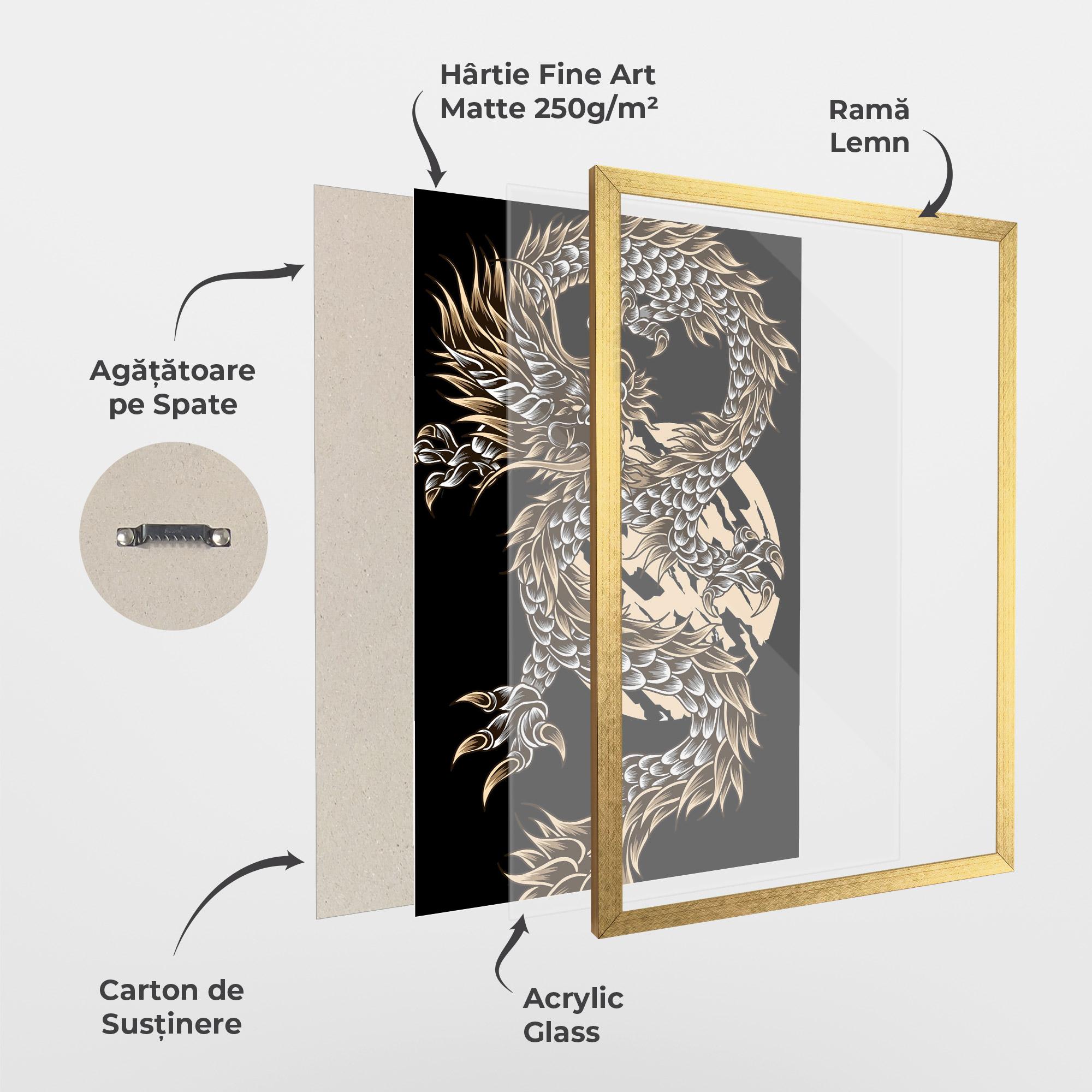 Poster Înrămat Cream Moon Dragon mockup 1