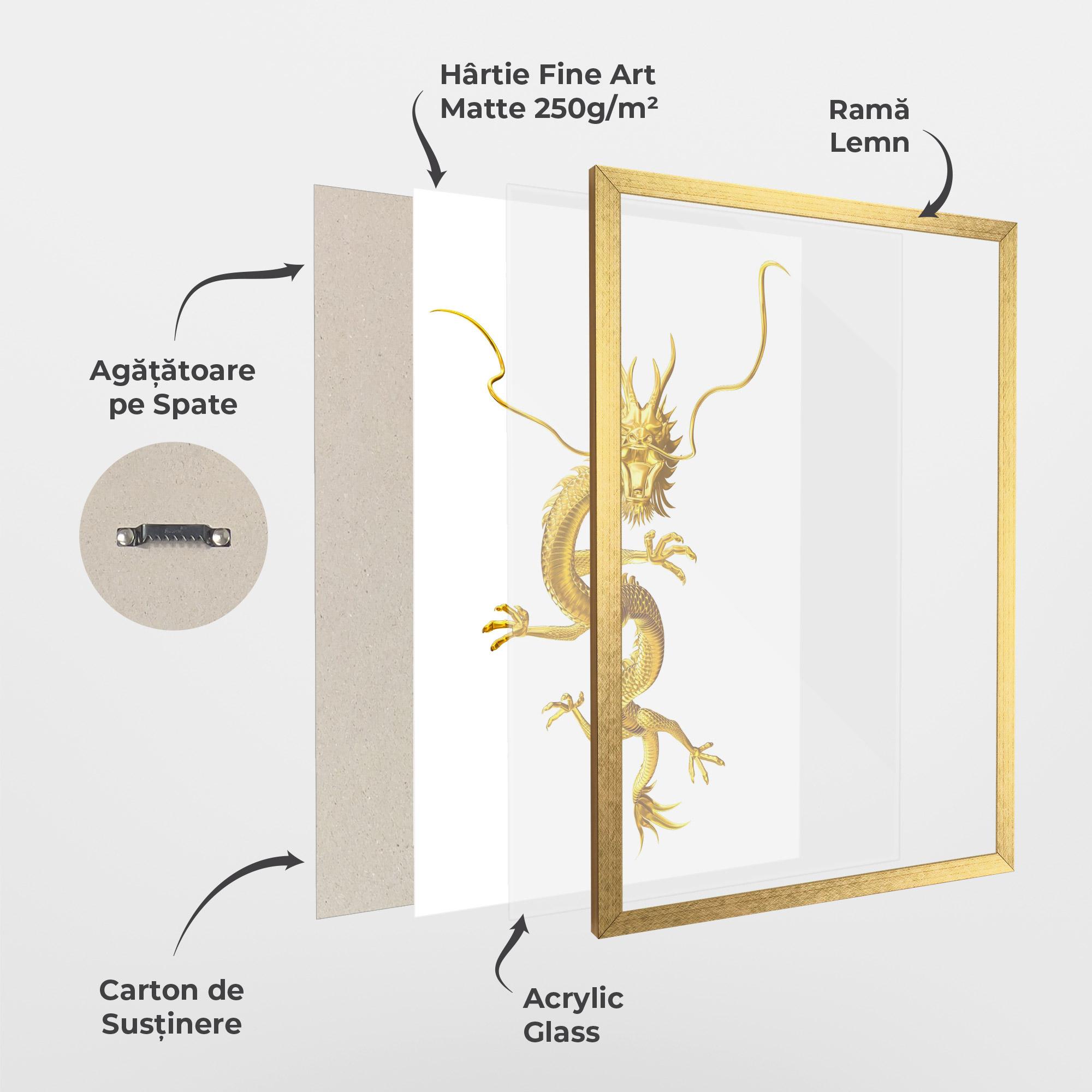 Poster Înrămat Golden Dragon mockup 1