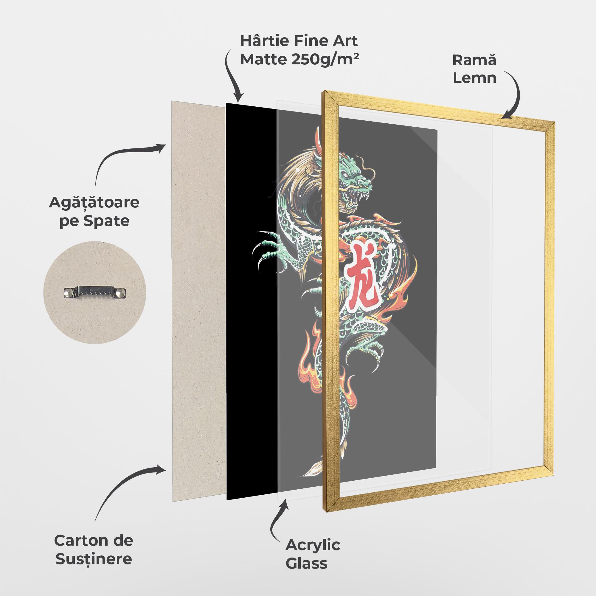 Poster Înrămat Green Fire Dragon mockup 1