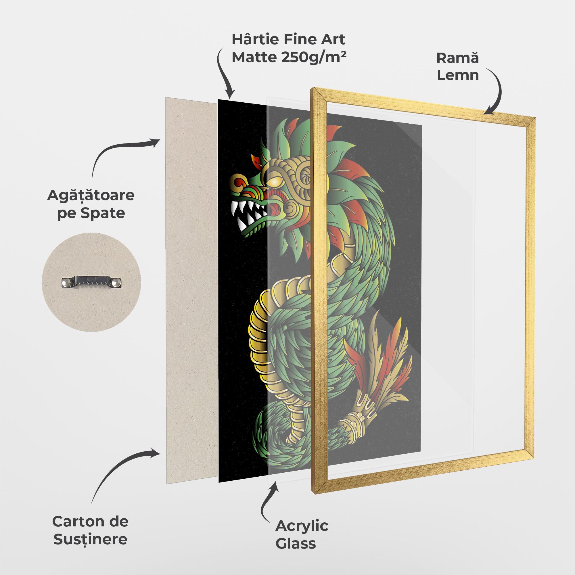 Poster Înrămat Green Yellow Dragon mockup 1