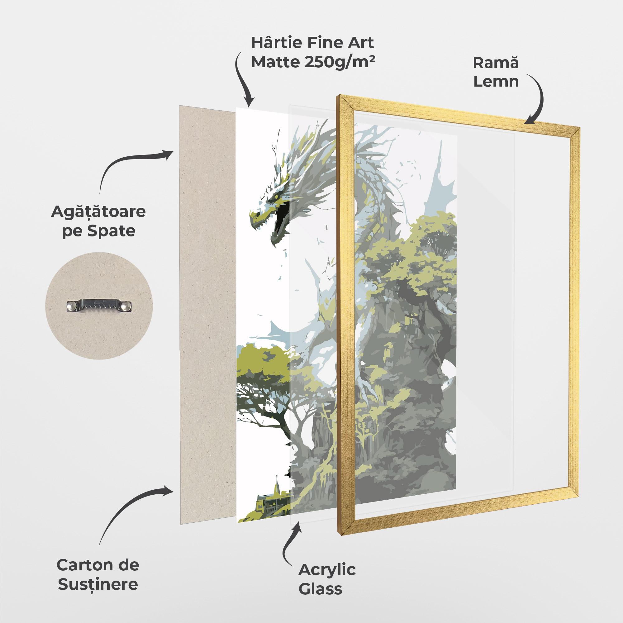 Poster Înrămat Grey Nature Dragon mockup 1