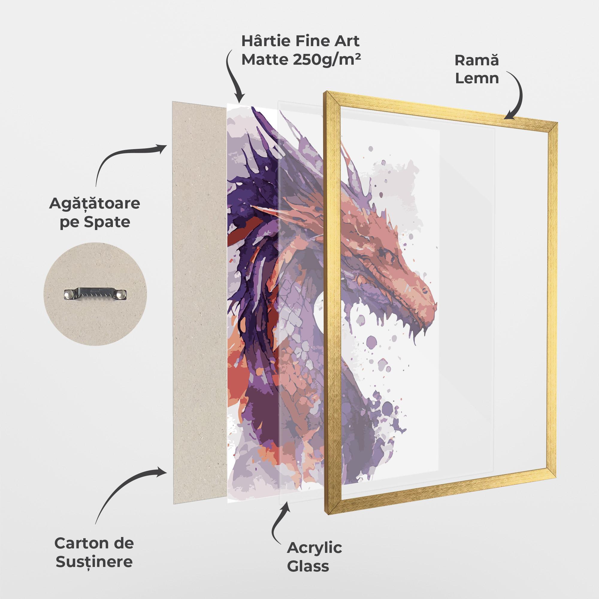 Poster Înrămat Orange Purple Dragon mockup 1