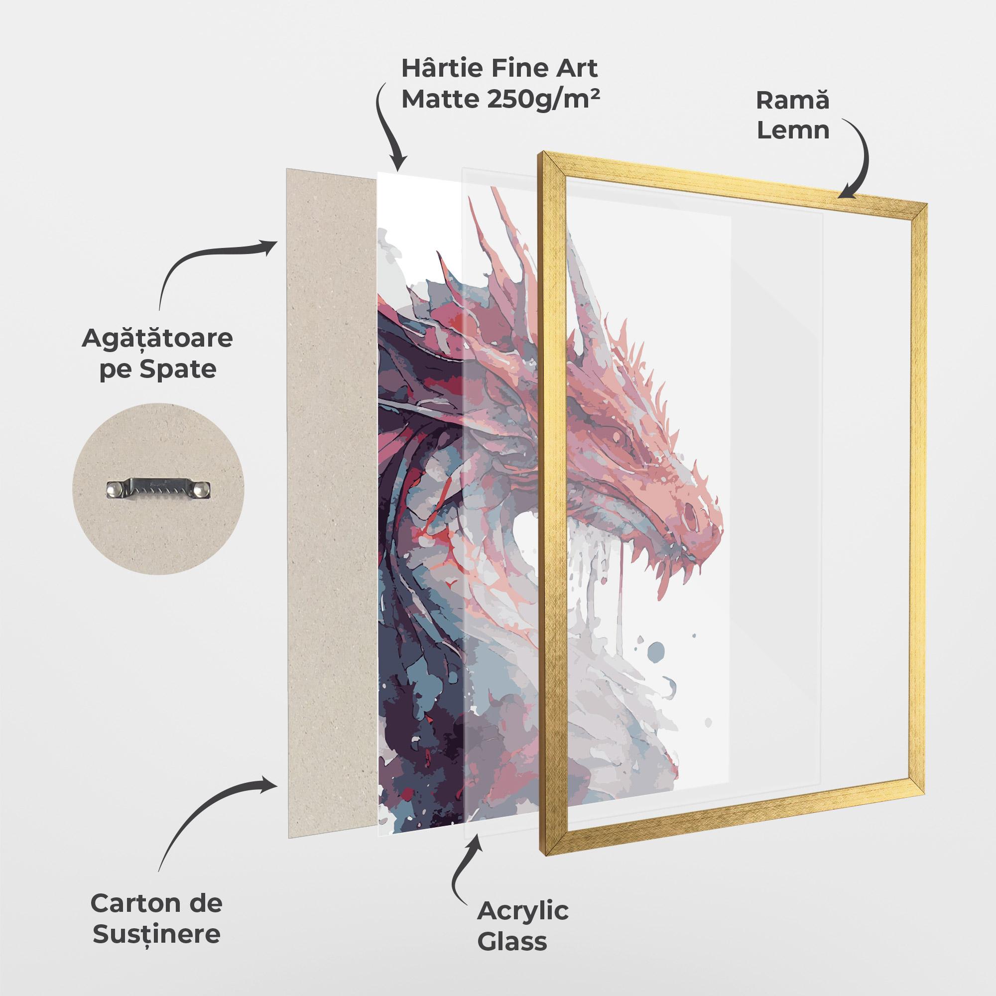 Poster Înrămat Red Blue Dragon mockup 1