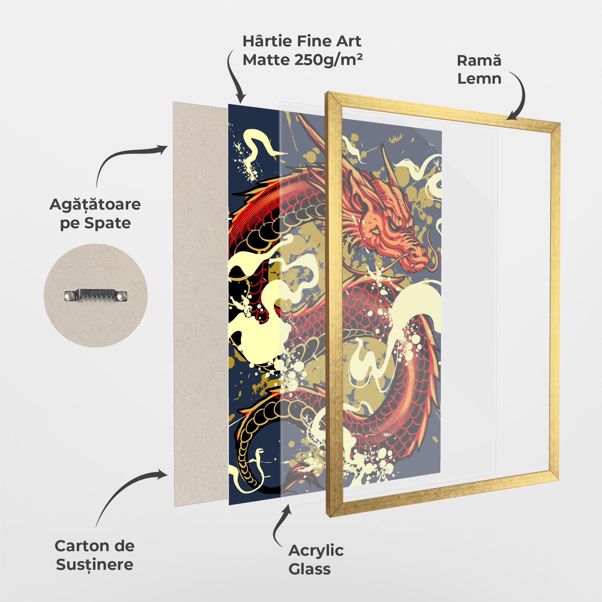 Poster Înrămat Red Cream Dragon mockup 1