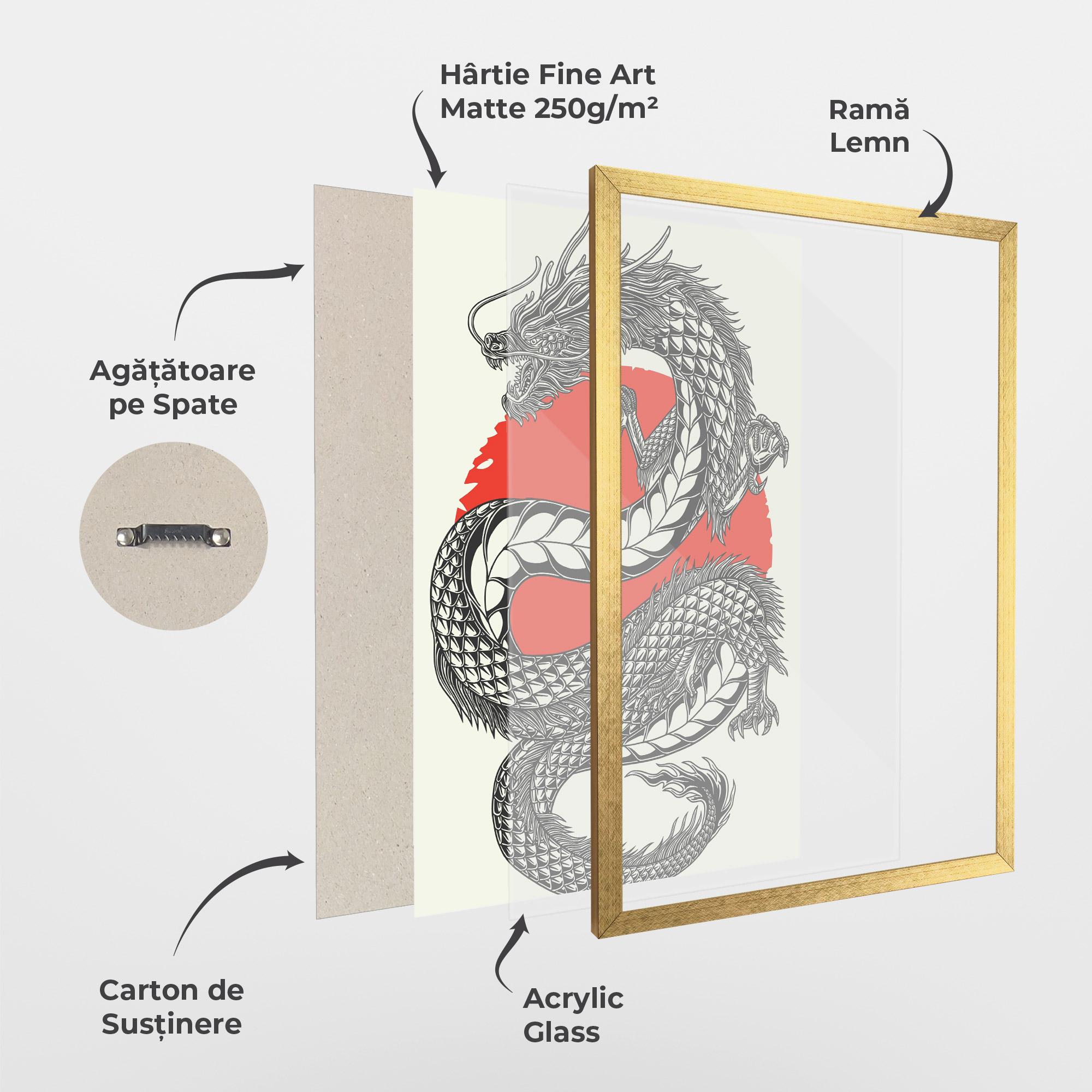 Poster Înrămat Red Moon Dragon mockup 1