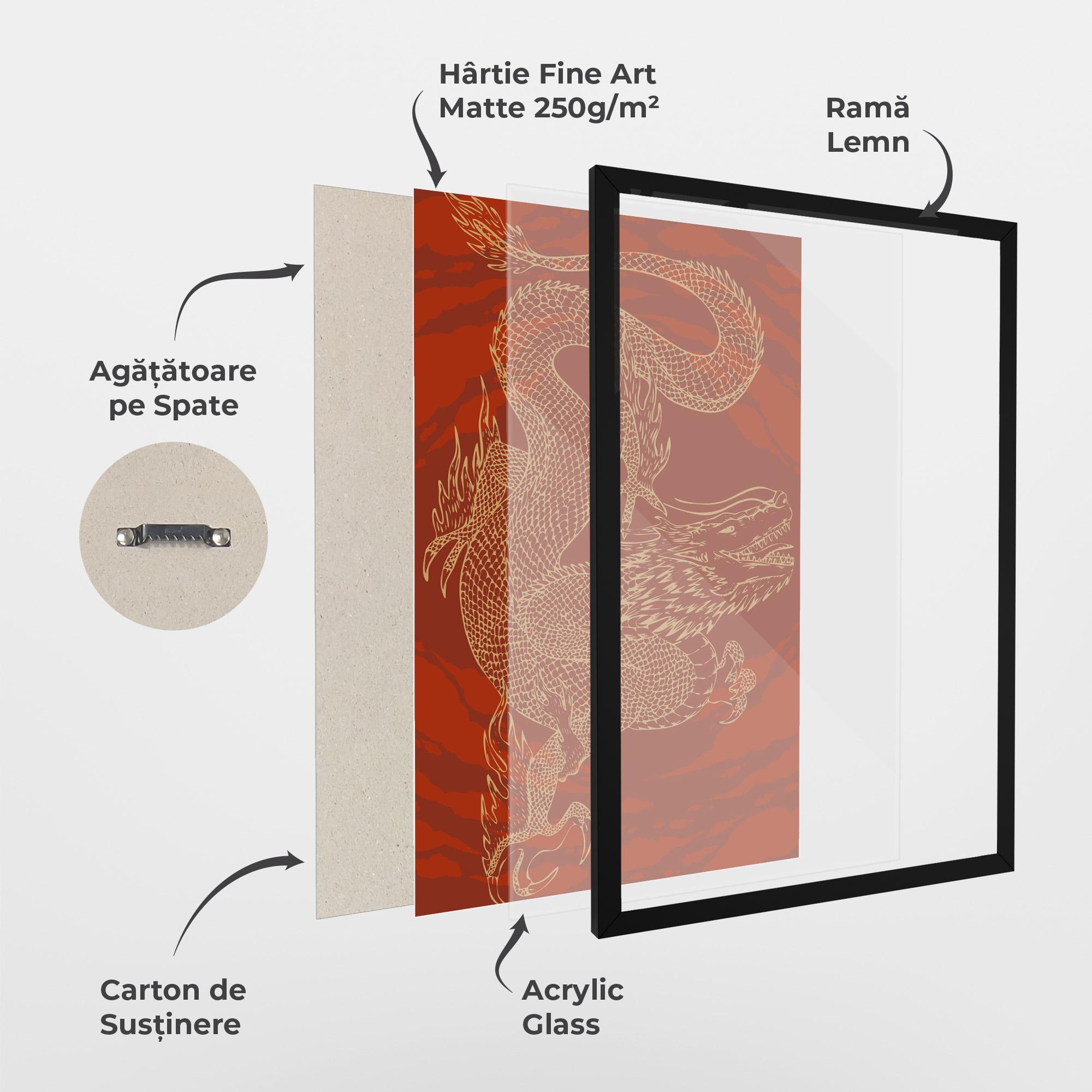Poster Înrămat Chinese Dragon Red mockup 1