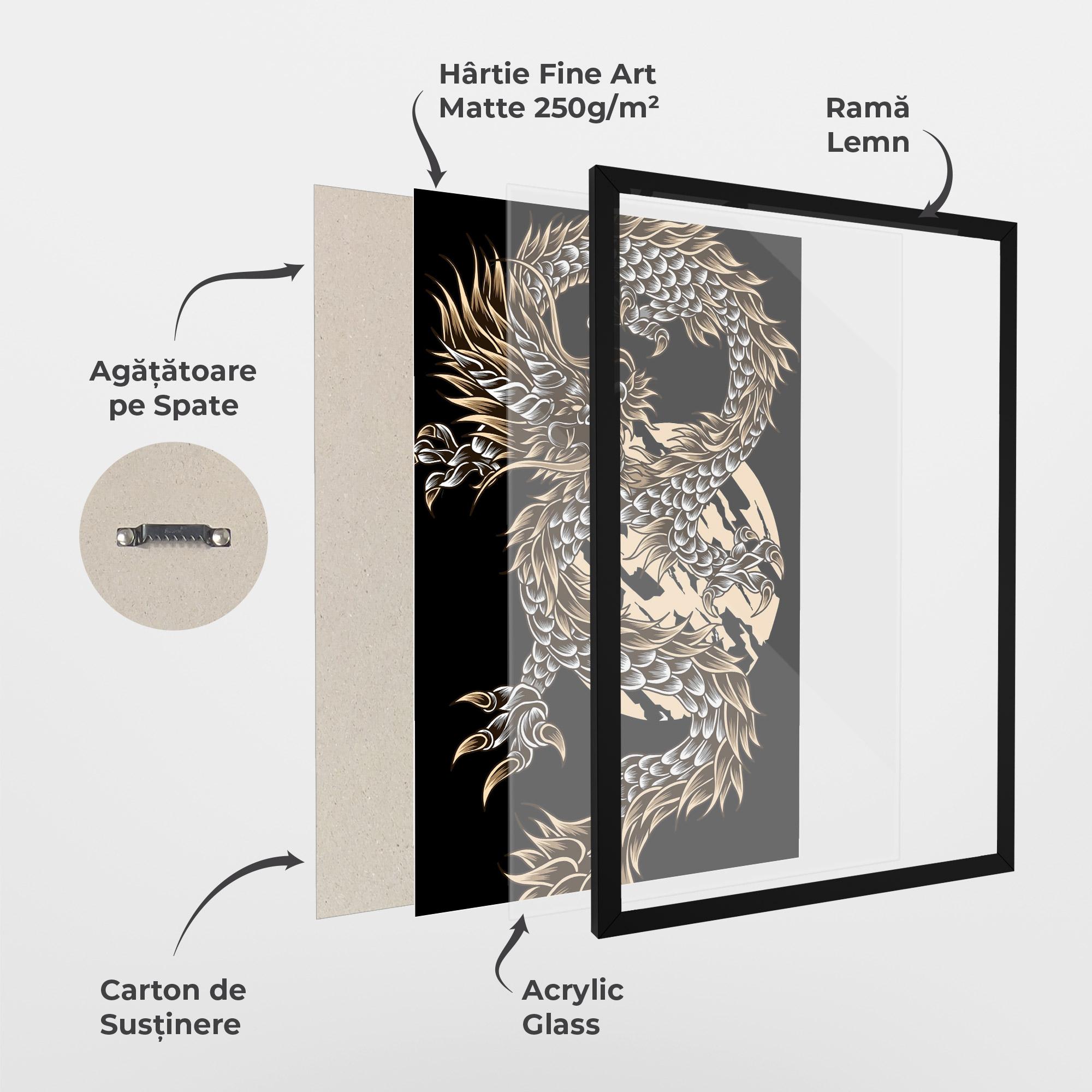 Poster Înrămat Cream Moon Dragon mockup 1