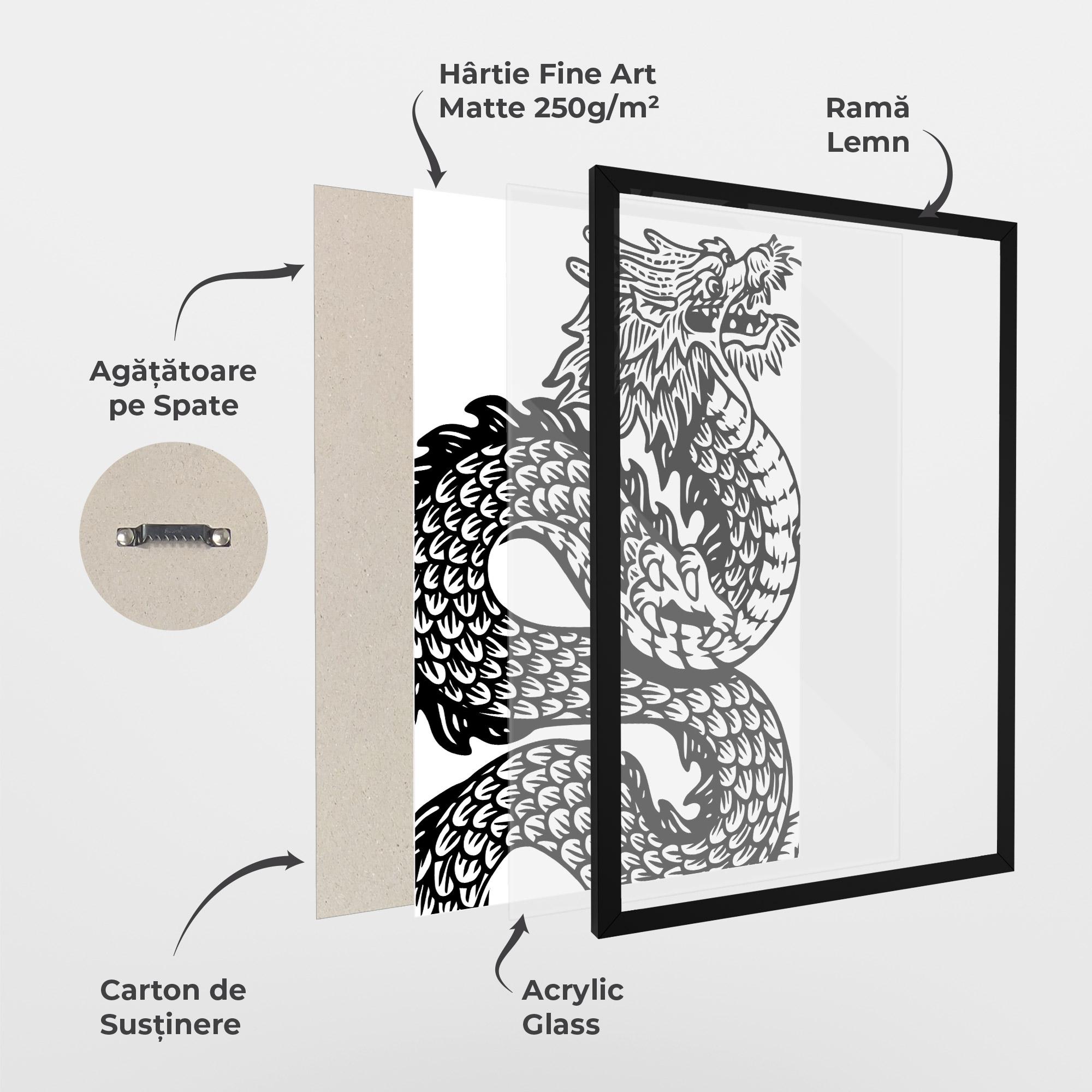 Poster Înrămat Dragon Black Line mockup 1
