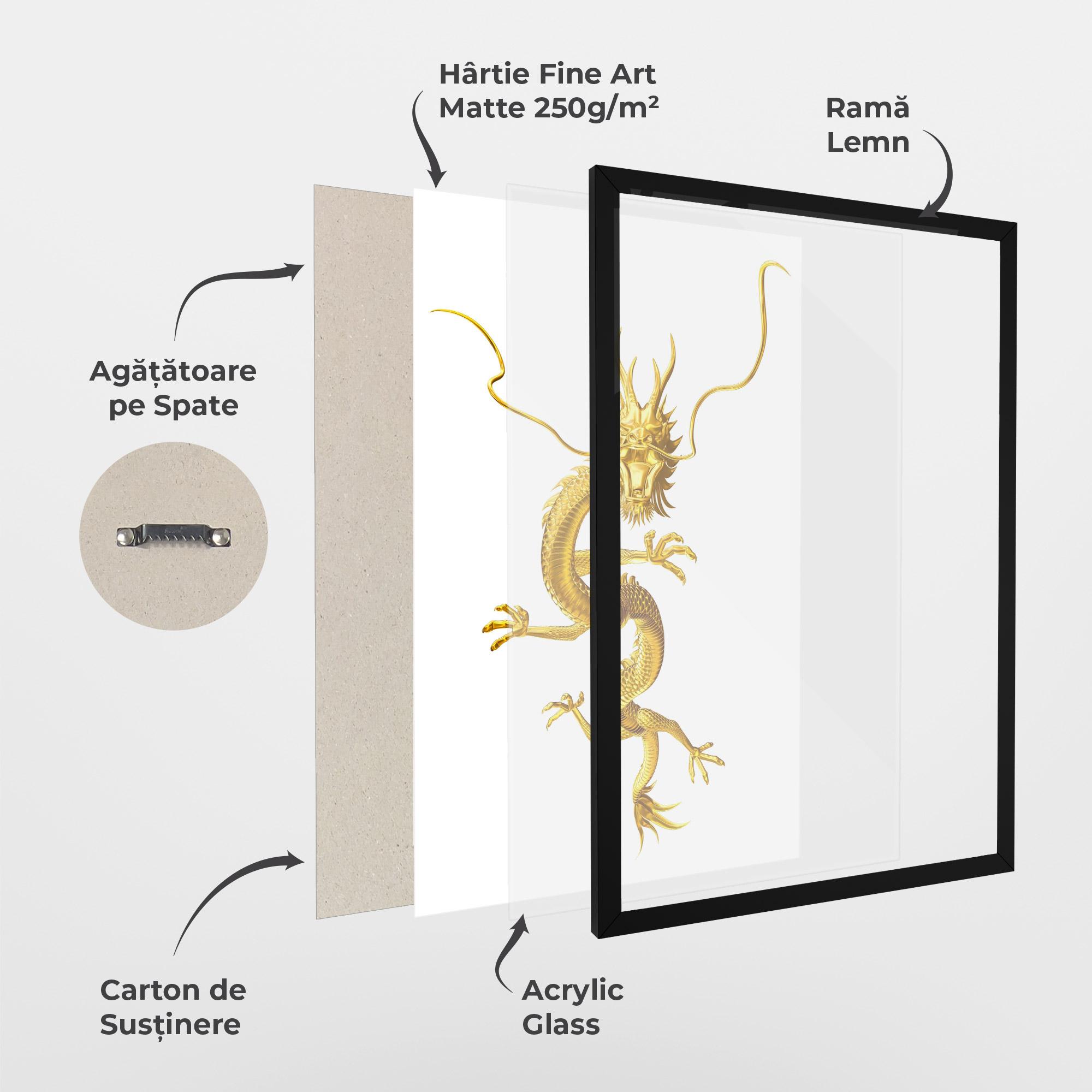 Poster Înrămat Golden Dragon mockup 1