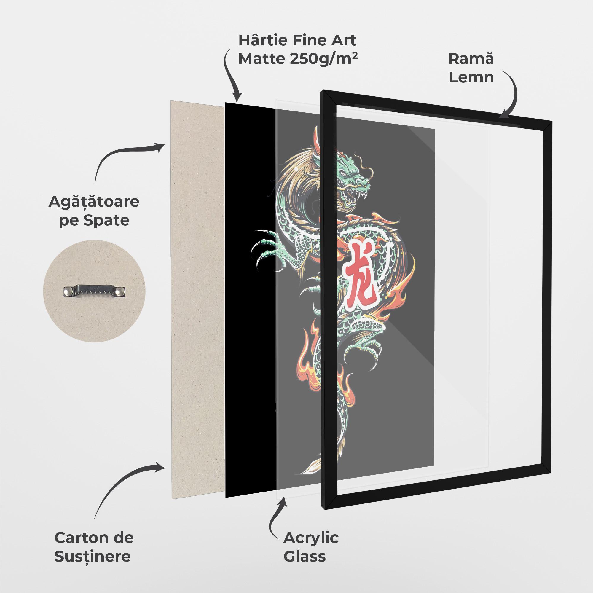 Poster Înrămat Green Fire Dragon mockup 1