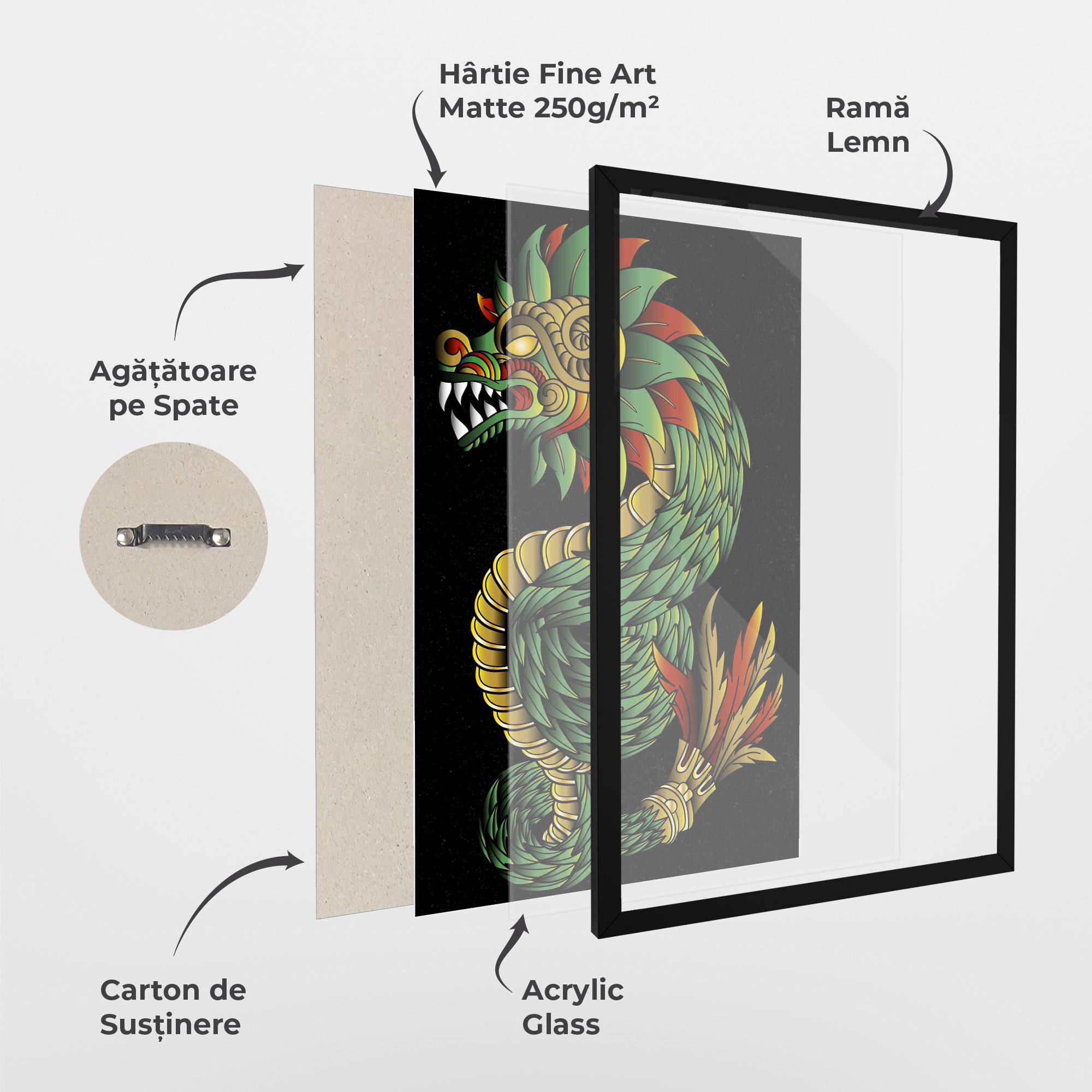 Poster Înrămat Green Yellow Dragon mockup 1