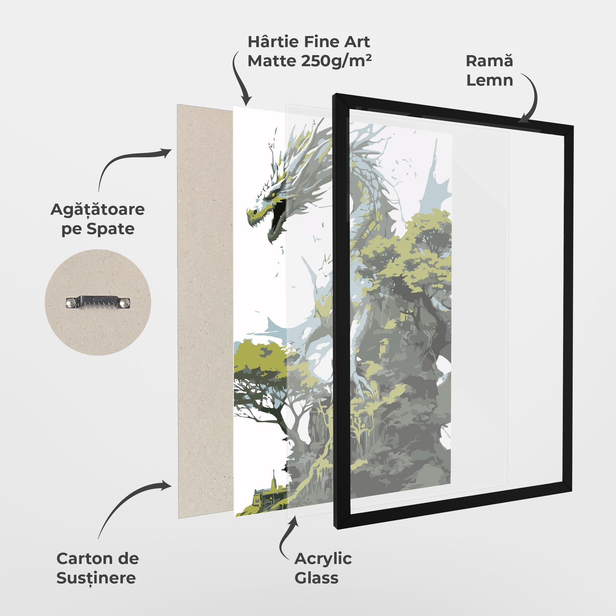 Poster Înrămat Grey Nature Dragon mockup 1