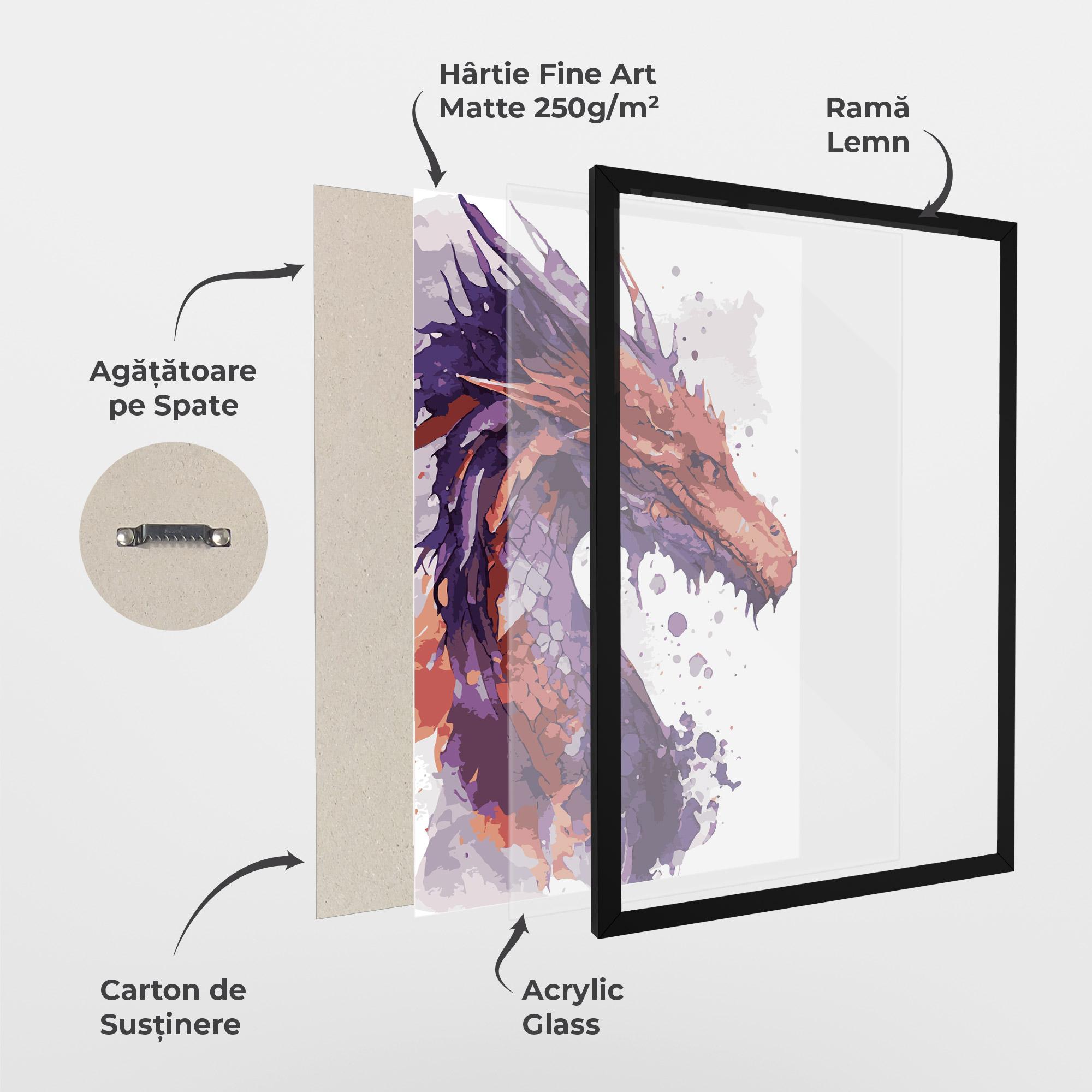 Poster Înrămat Orange Purple Dragon mockup 1