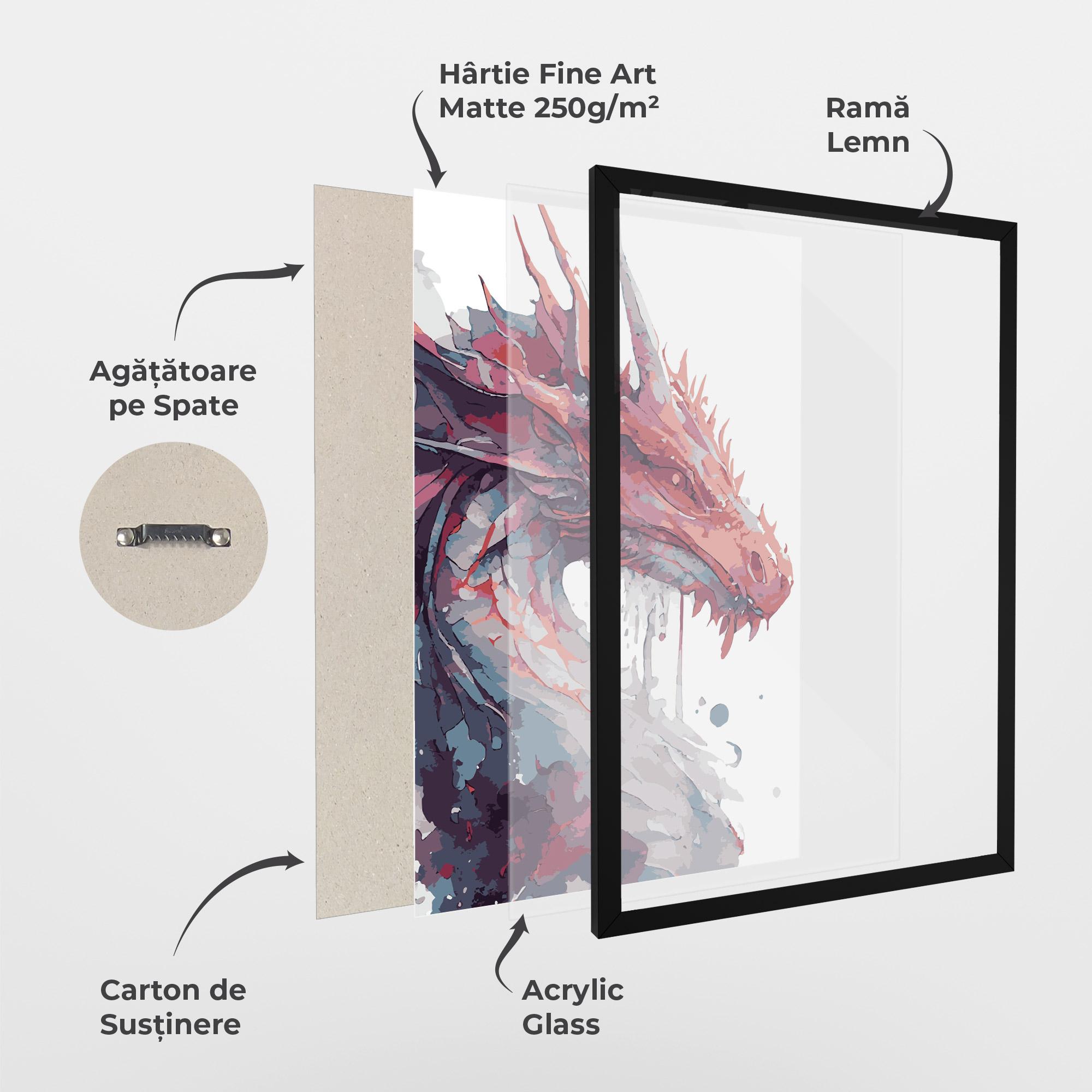Poster Înrămat Red Blue Dragon mockup 1