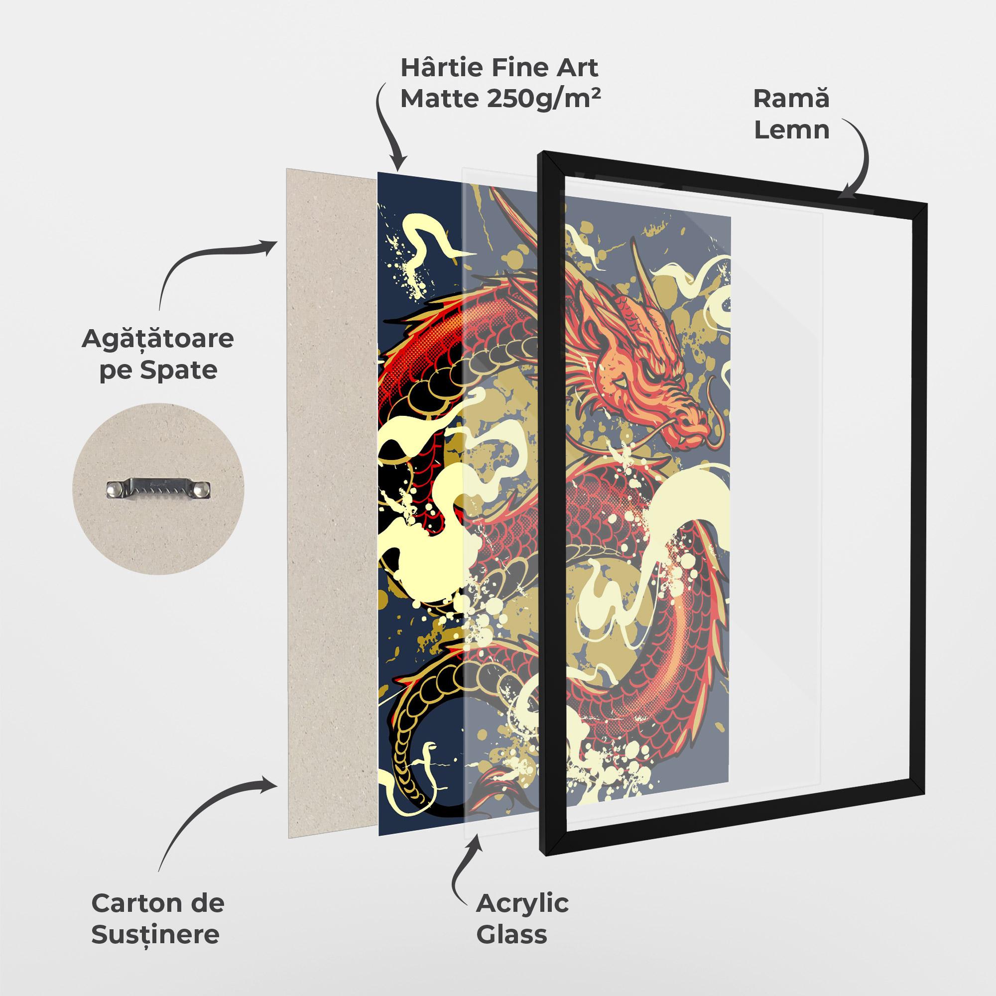 Poster Înrămat Red Cream Dragon mockup 1