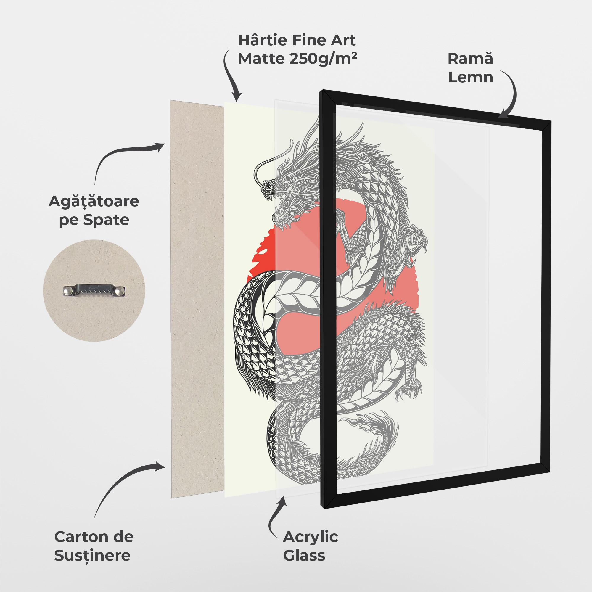 Poster Înrămat Red Moon Dragon mockup 1