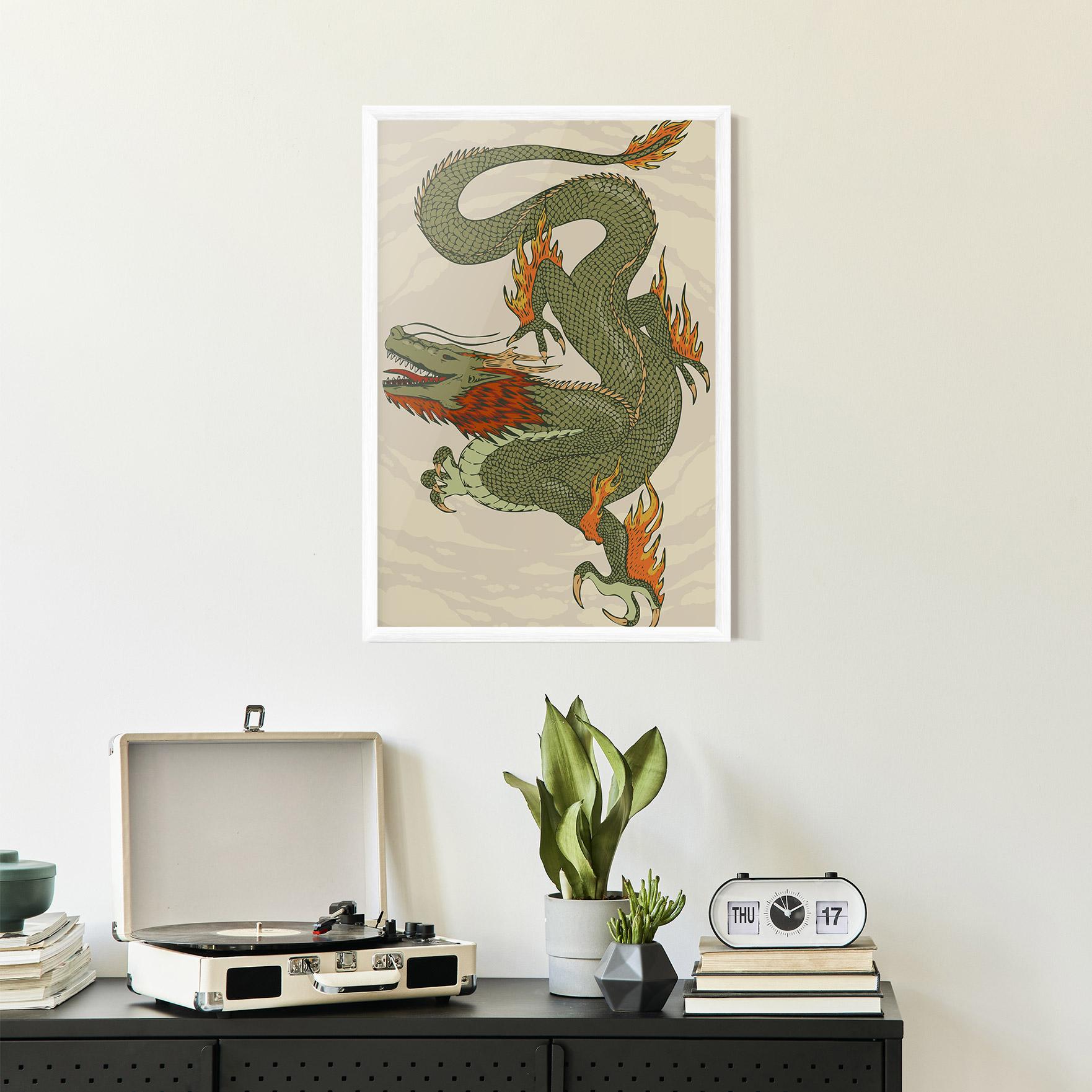 Poster Înrămat Chinese Dragon Green mockup 2