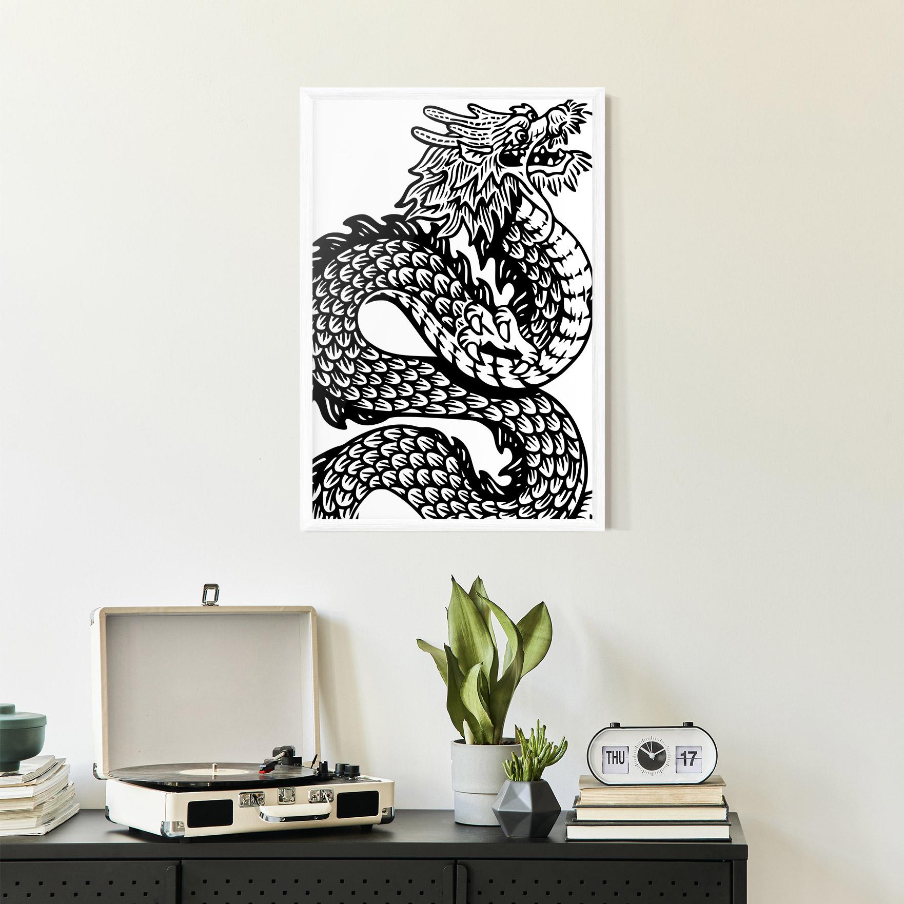 Poster Înrămat Dragon Black Line mockup 2