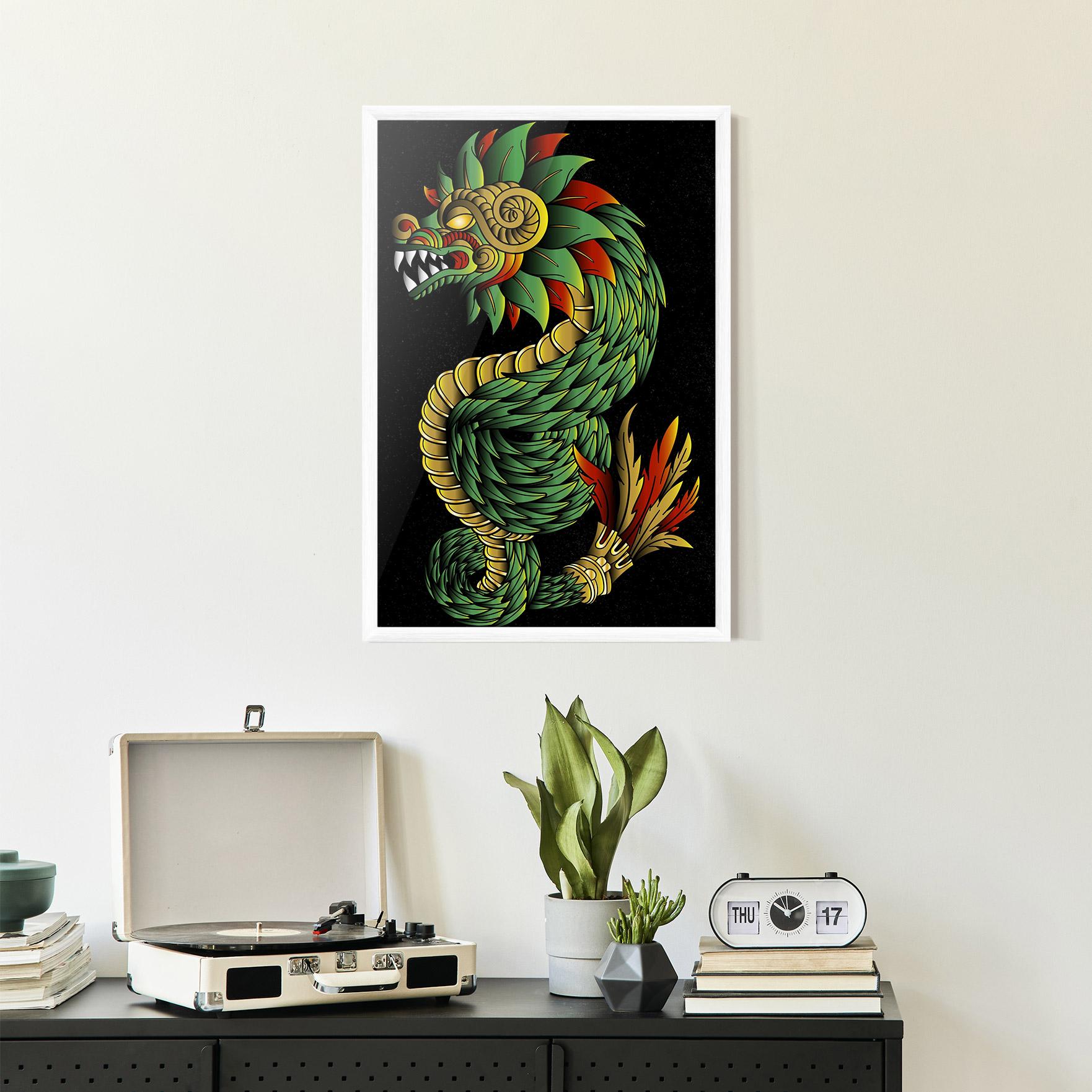 Poster Înrămat Green Yellow Dragon mockup 2