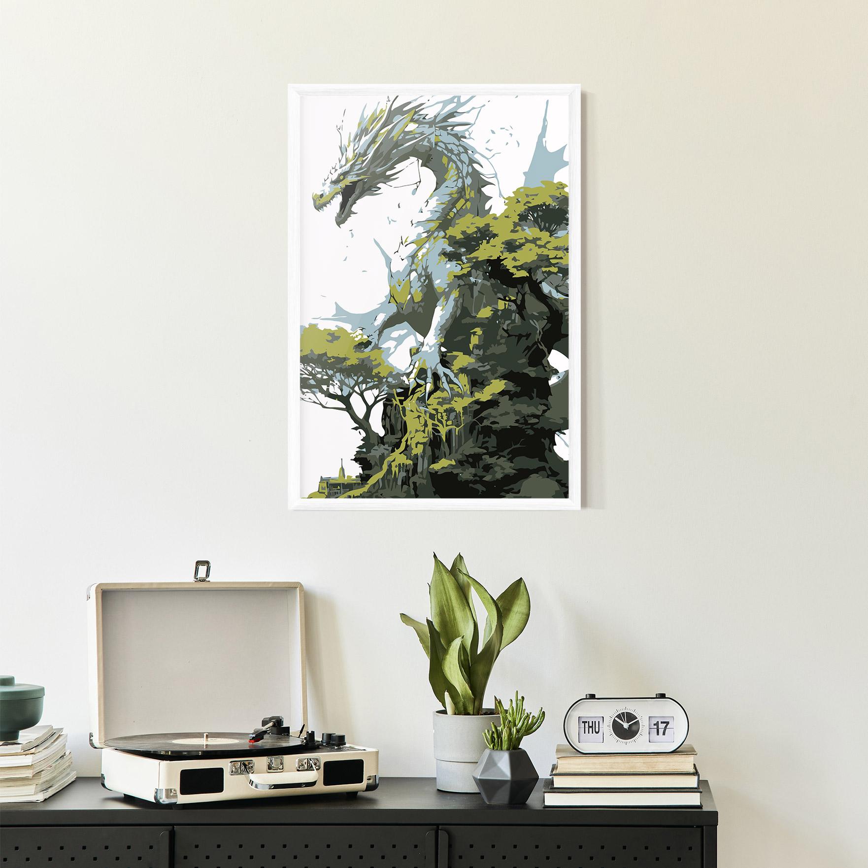 Poster Înrămat Grey Nature Dragon mockup 2