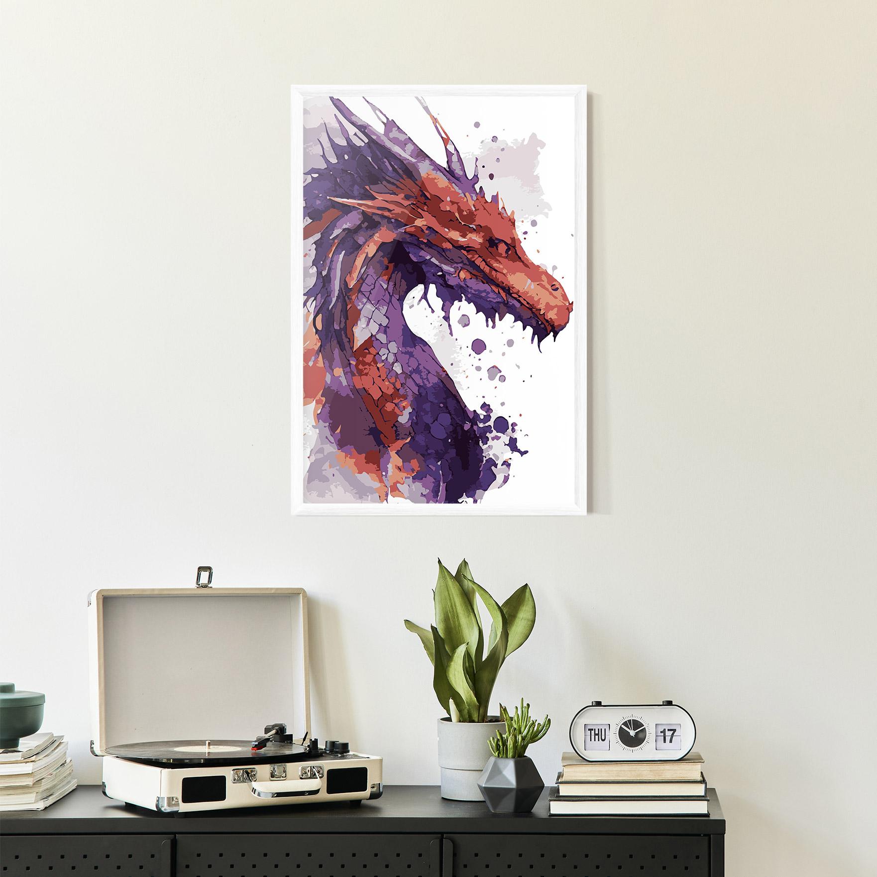 Poster Înrămat Orange Purple Dragon mockup 2