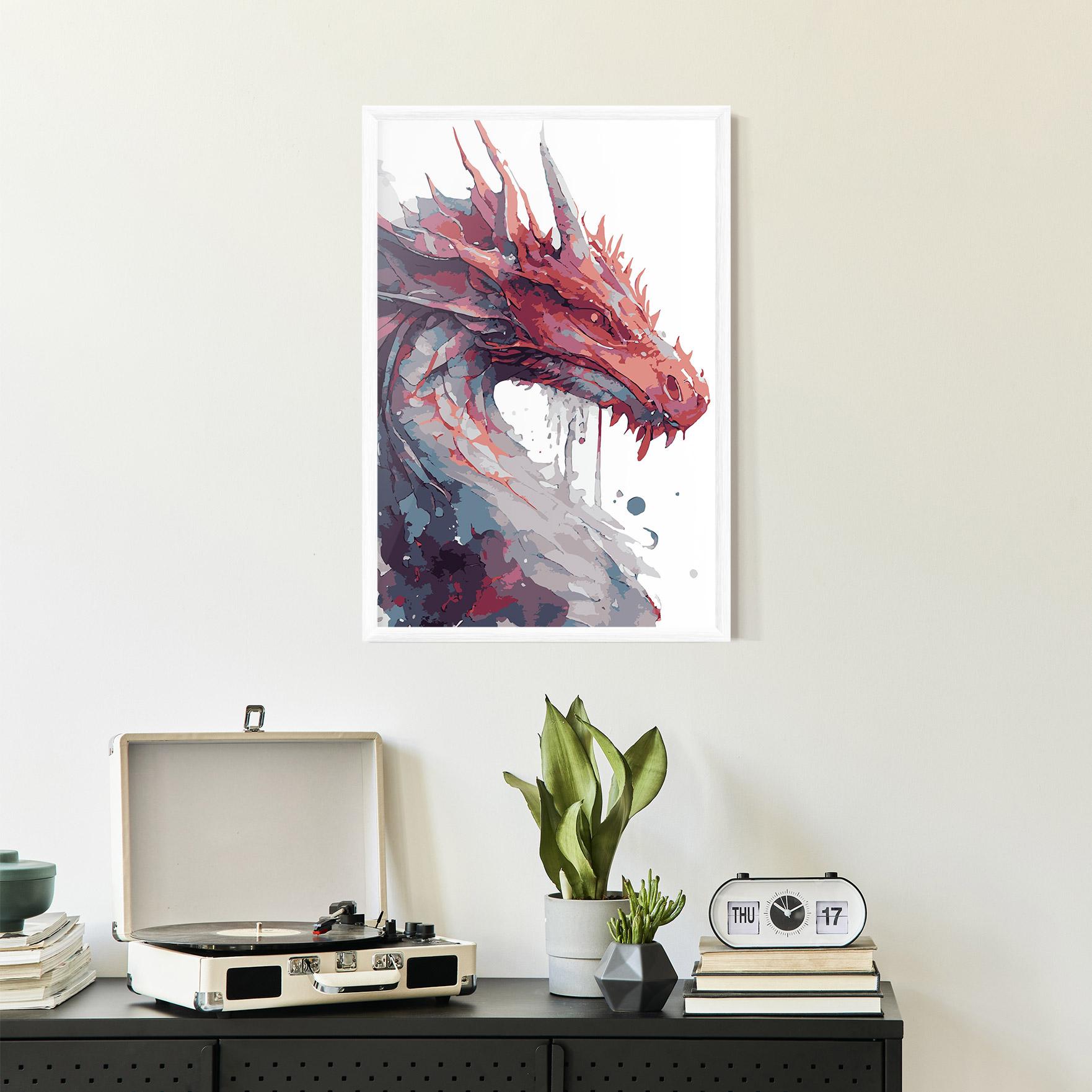 Poster Înrămat Red Blue Dragon mockup 2