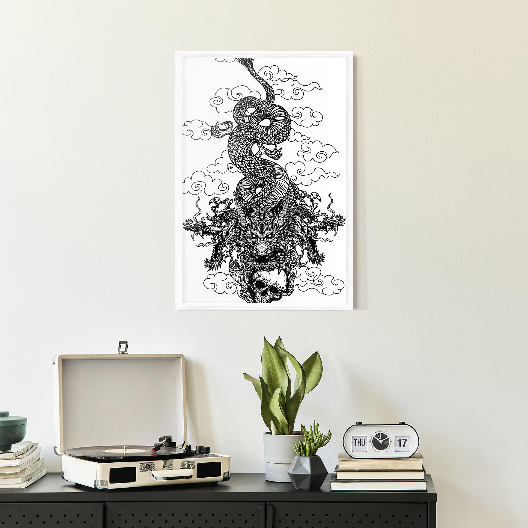 Poster Înrămat Skull Dragon mockup 2