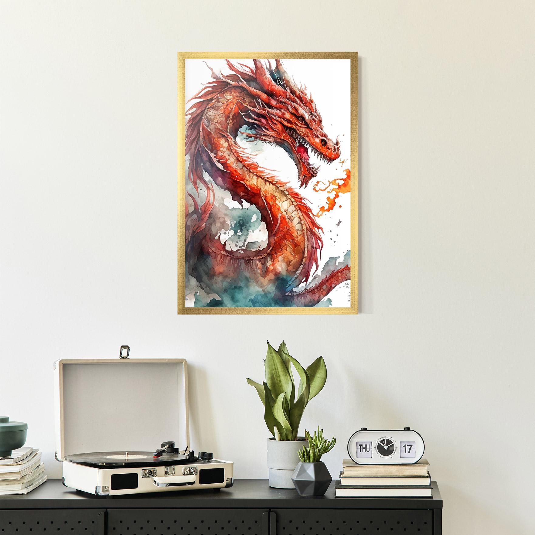 Poster Înrămat Fire Dragon mockup 2