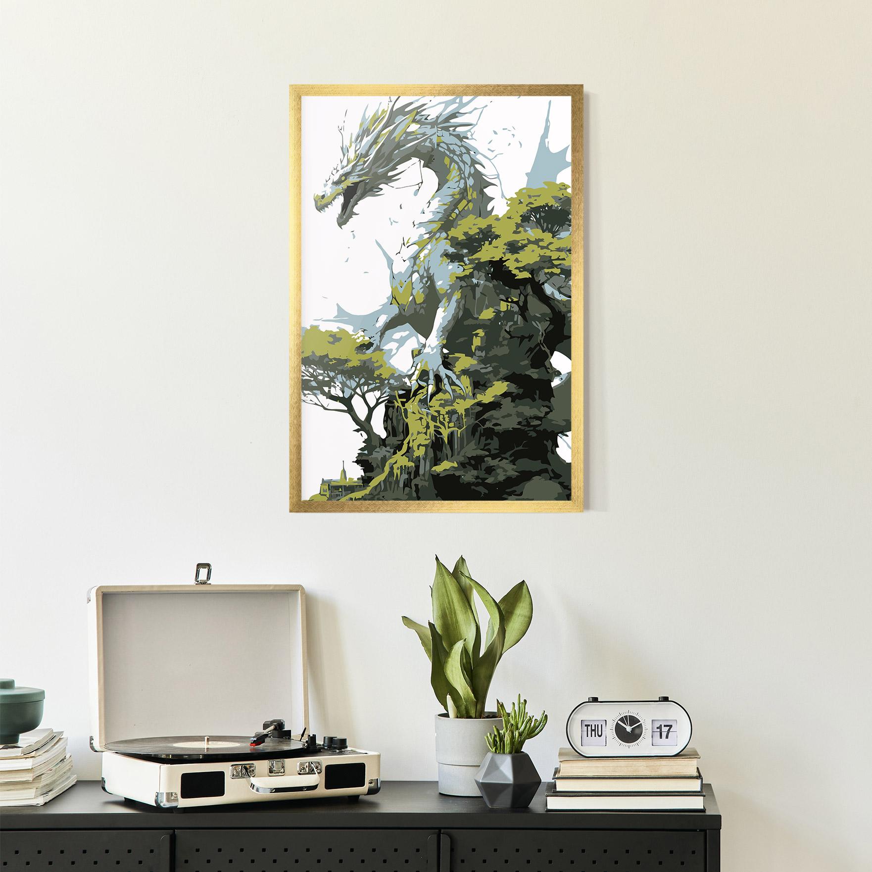 Poster Înrămat Grey Nature Dragon mockup 2