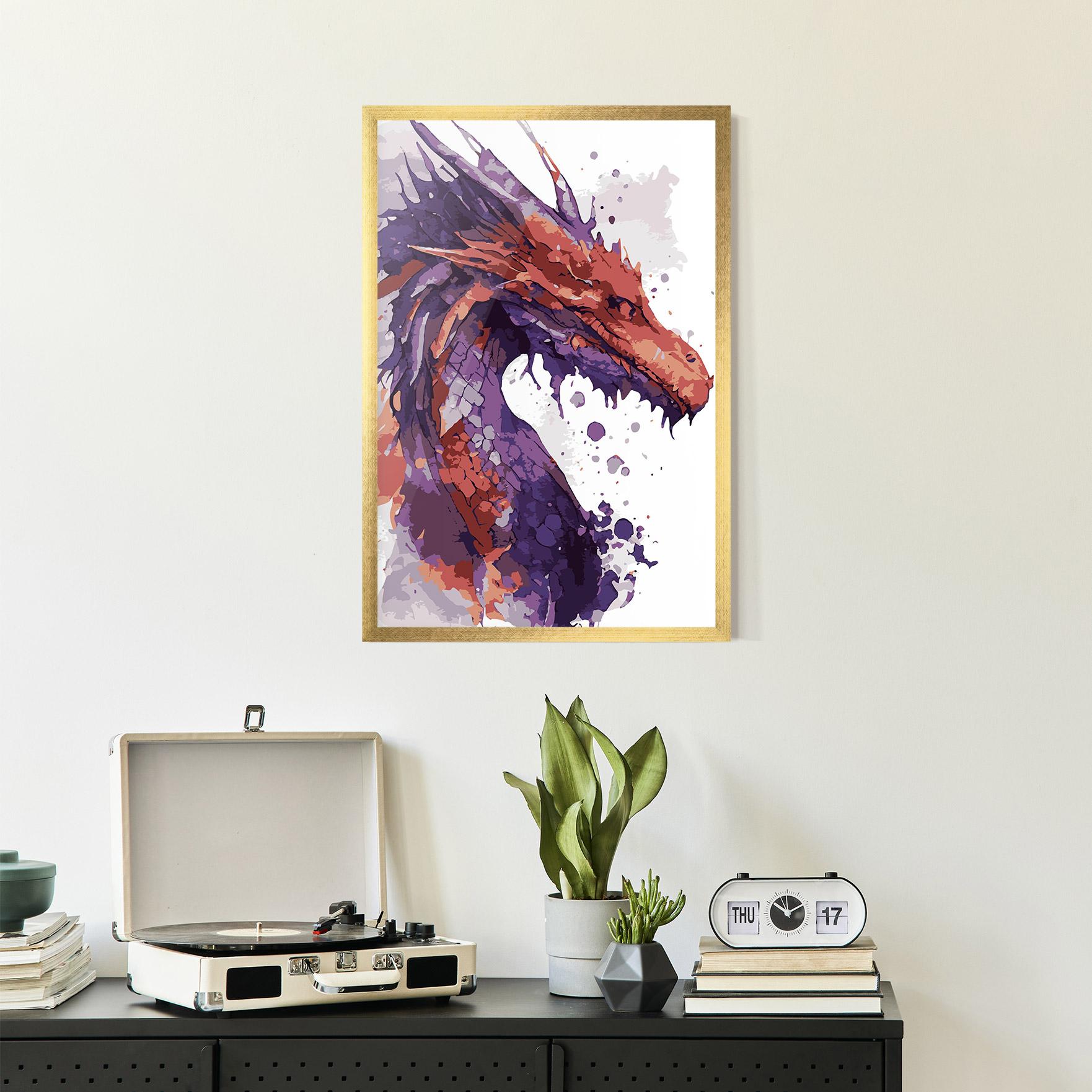 Poster Înrămat Orange Purple Dragon mockup 2