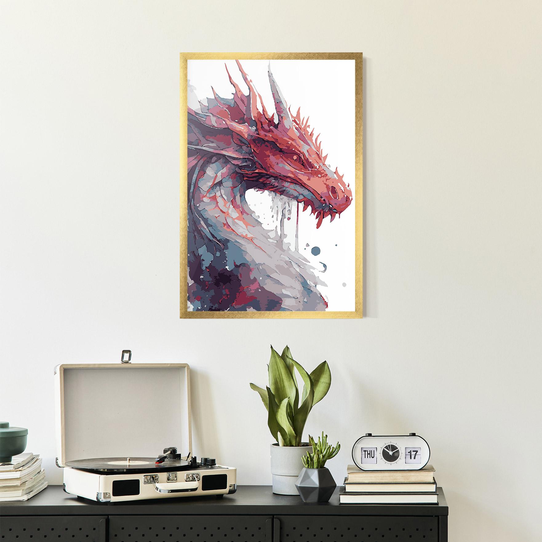 Poster Înrămat Red Blue Dragon mockup 2