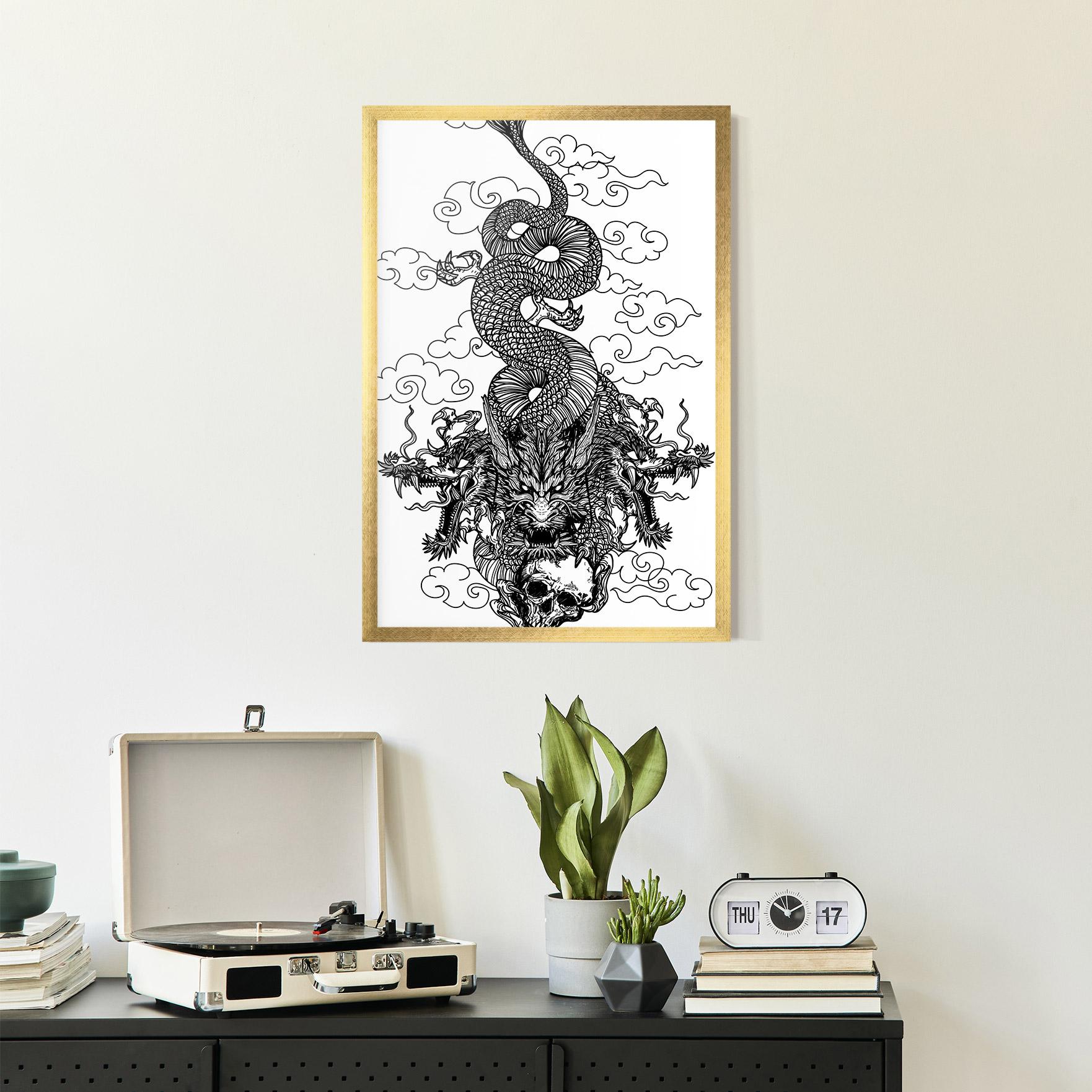 Poster Înrămat Skull Dragon mockup 2