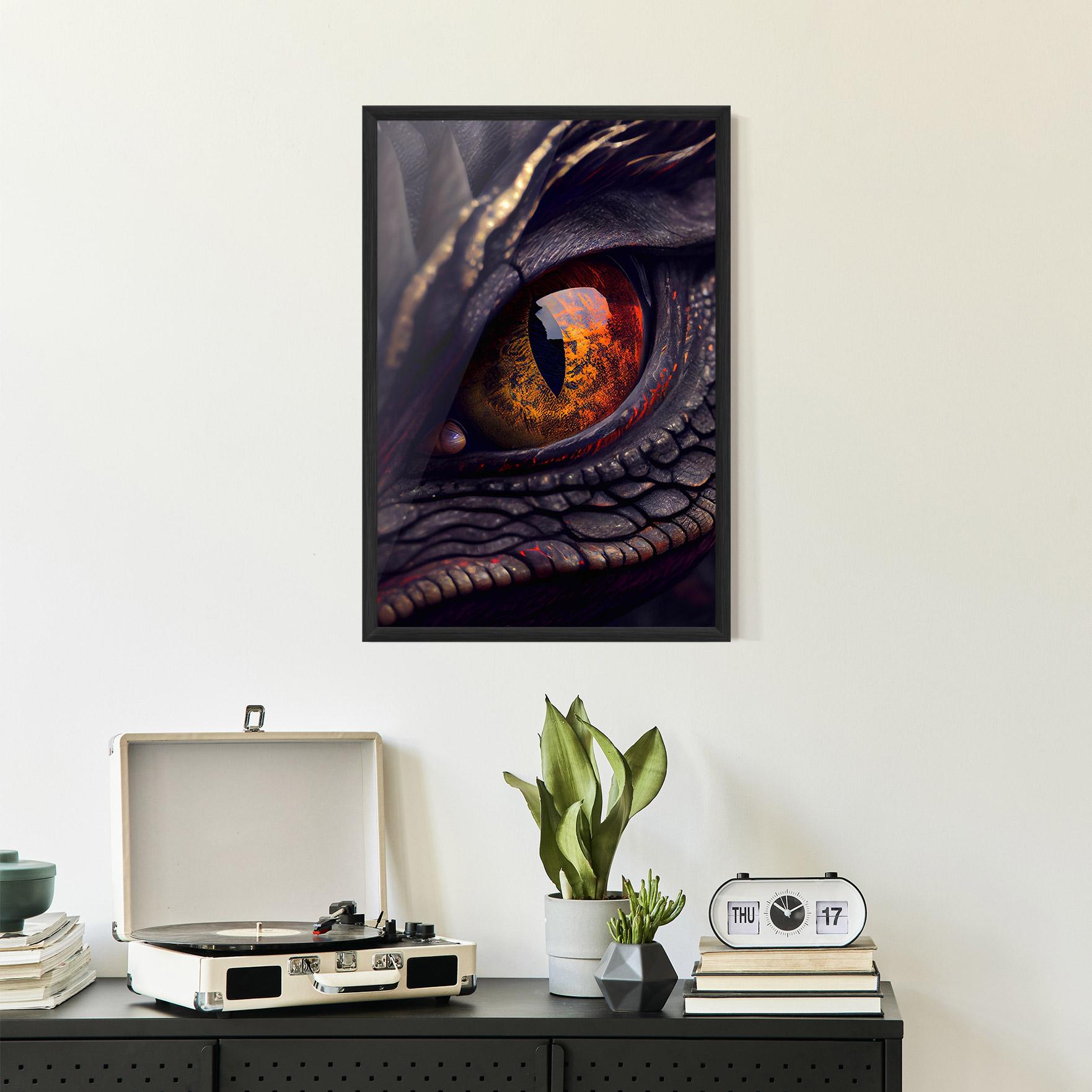 Poster Înrămat Close Up Red Eye Dragon mockup 2