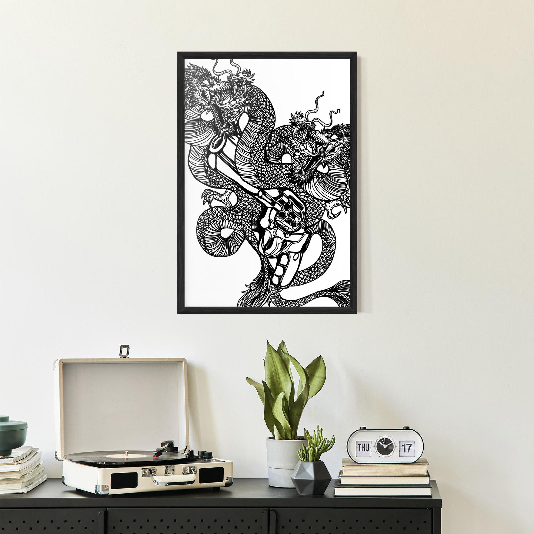 Poster Înrămat Dragon Gun mockup 2
