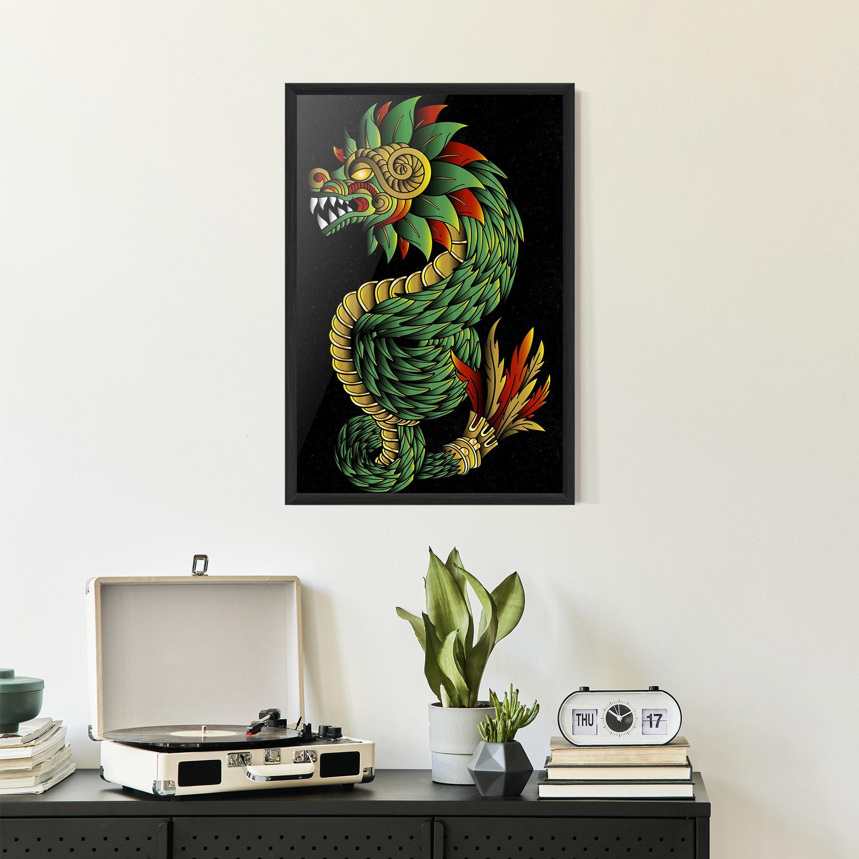 Poster Înrămat Green Yellow Dragon mockup 2