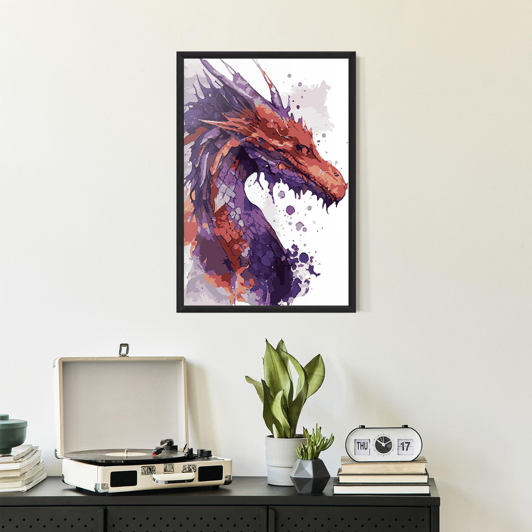 Poster Înrămat Orange Purple Dragon mockup 2