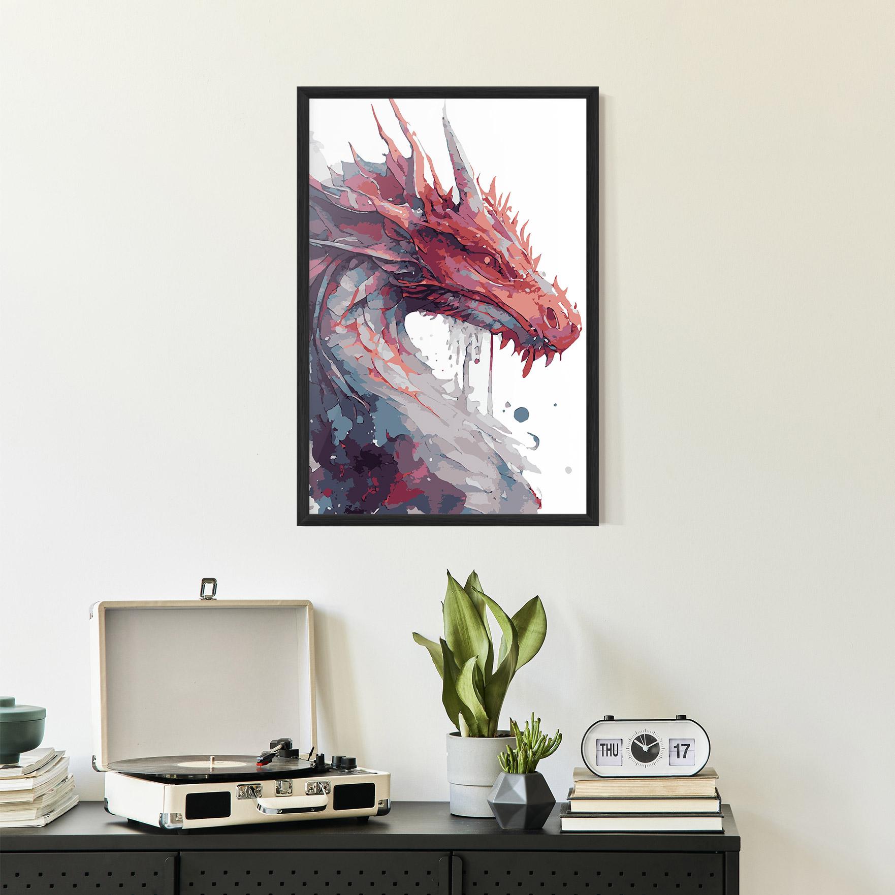 Poster Înrămat Red Blue Dragon mockup 2