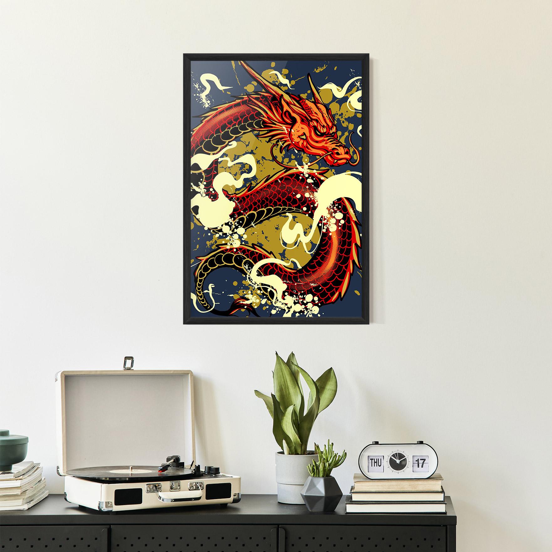 Poster Înrămat Red Cream Dragon mockup 2